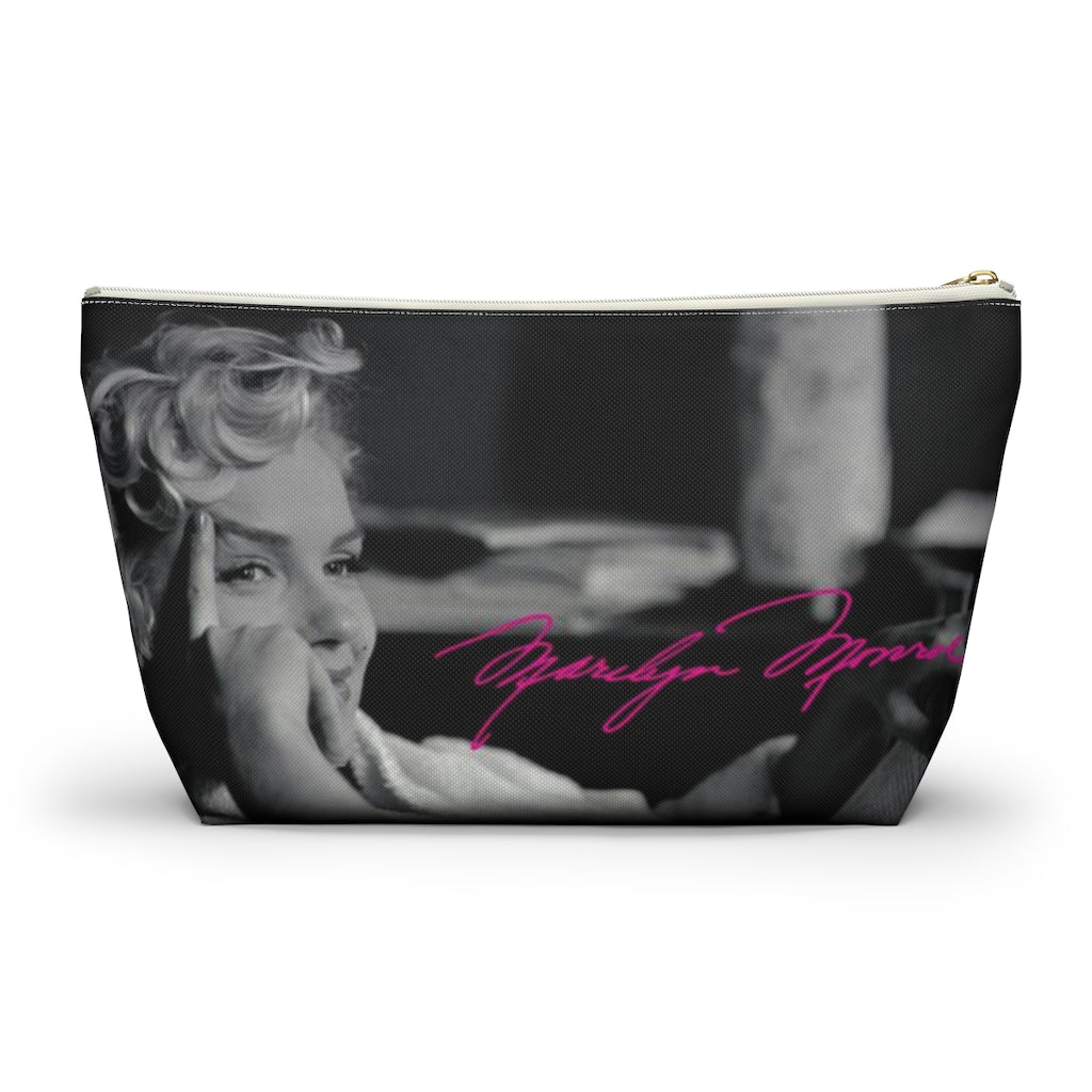 Marilyn Monroe Cosmetic Pouch w T-bottom, Accessory Pouch, Hot Pink Signature