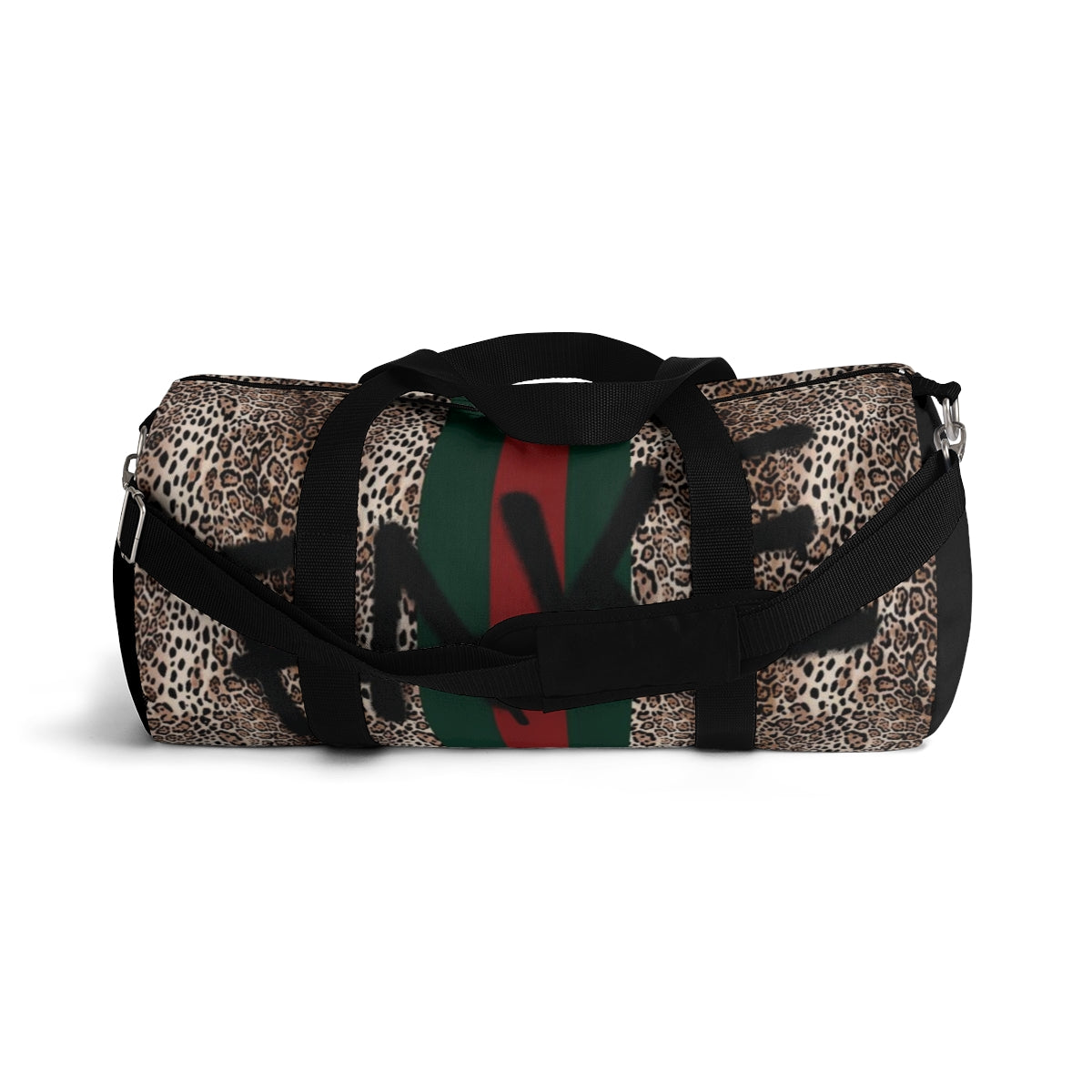 FAKE Fashion Inspired Duffel Bag - Leopard Red and Green Stripe