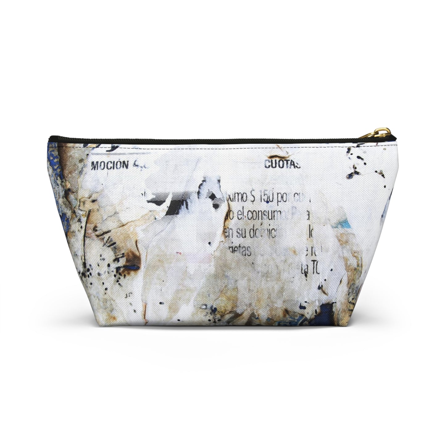 Urban Street Art Cosmetic Pouch w T-bottom, Accessory Pouch - Torn Poster Street Art Makeup Bag - Azule Bag 13