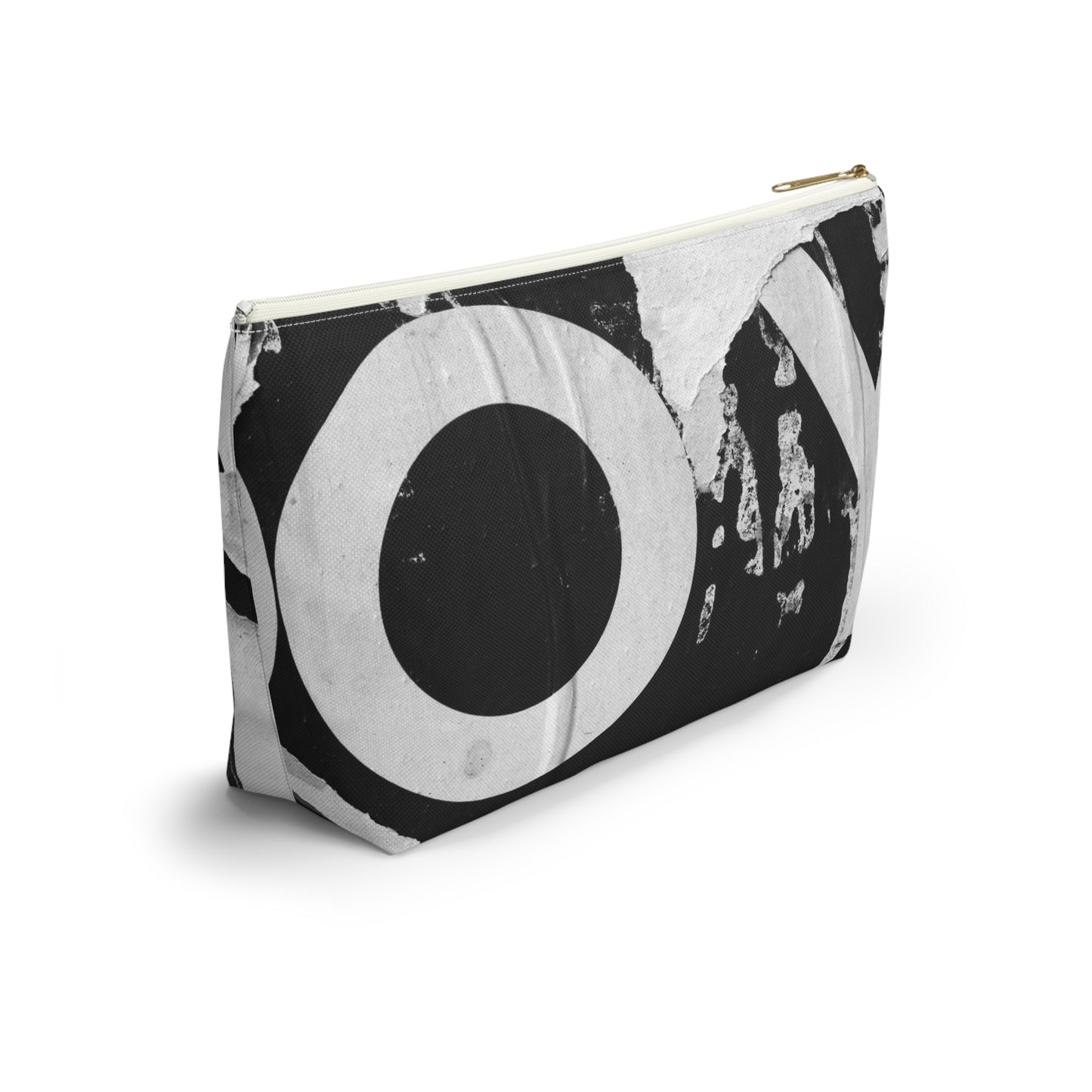 Urban Street Art Cosmetic Pouch w T-bottom, Accessory Pouch - Torn Poster Street Art Makeup Bag - Black and White YO Bag 15