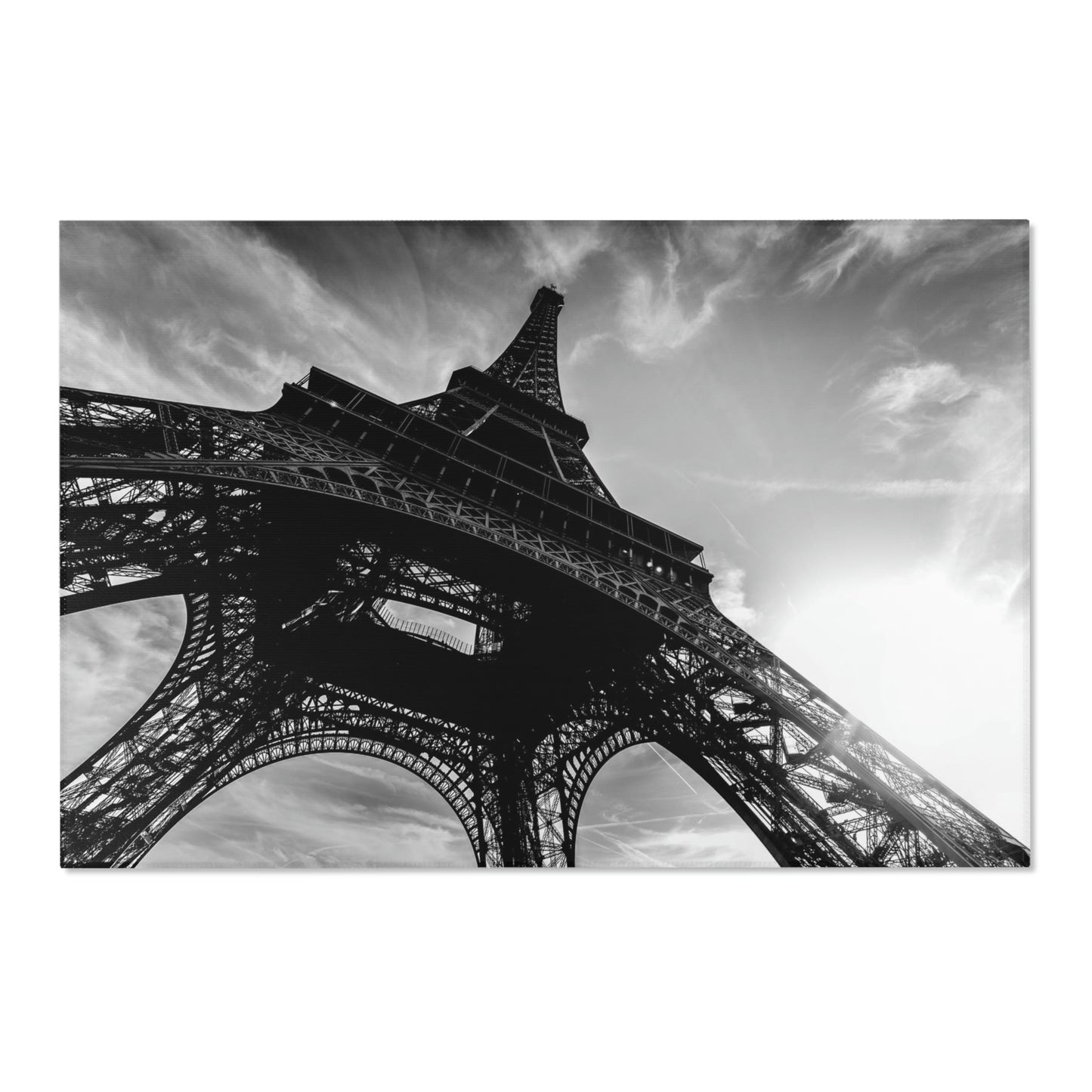 Eiffel Tower Area Rug - Black and White Paris Floor Mat - Custom Designer Area Rug