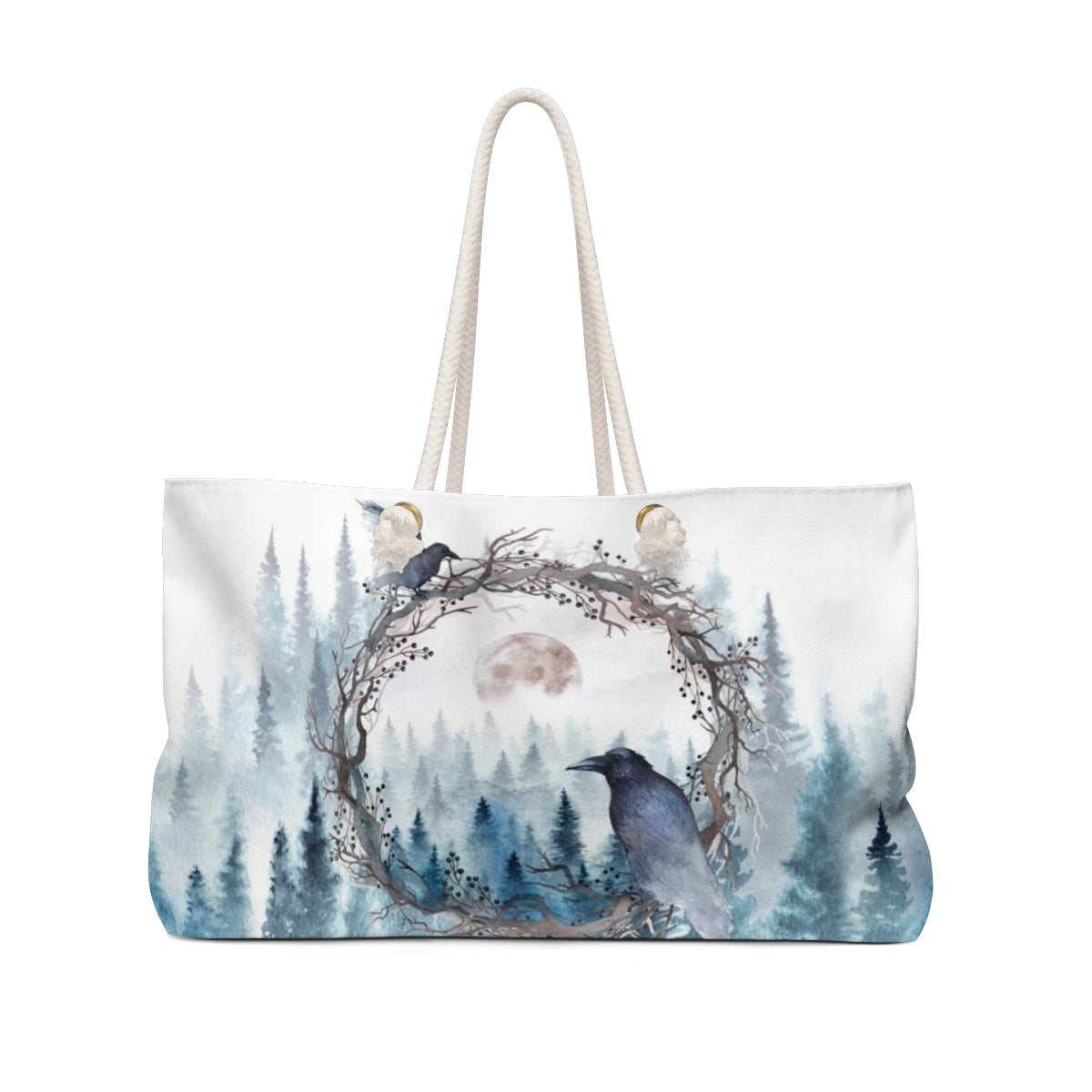 Edgar Allan Poe Inspired Raven Forrest Moon Tote Weekender Bag