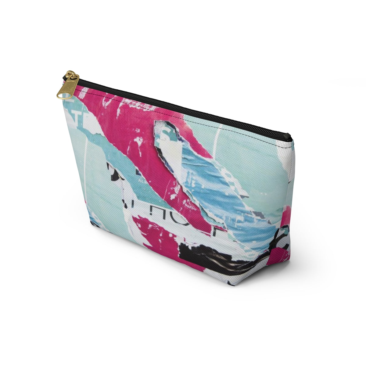 Abstract Cosmetic Pouch w T-bottom, Accessory Pouch,  Pink and Blue, Abstract Poster