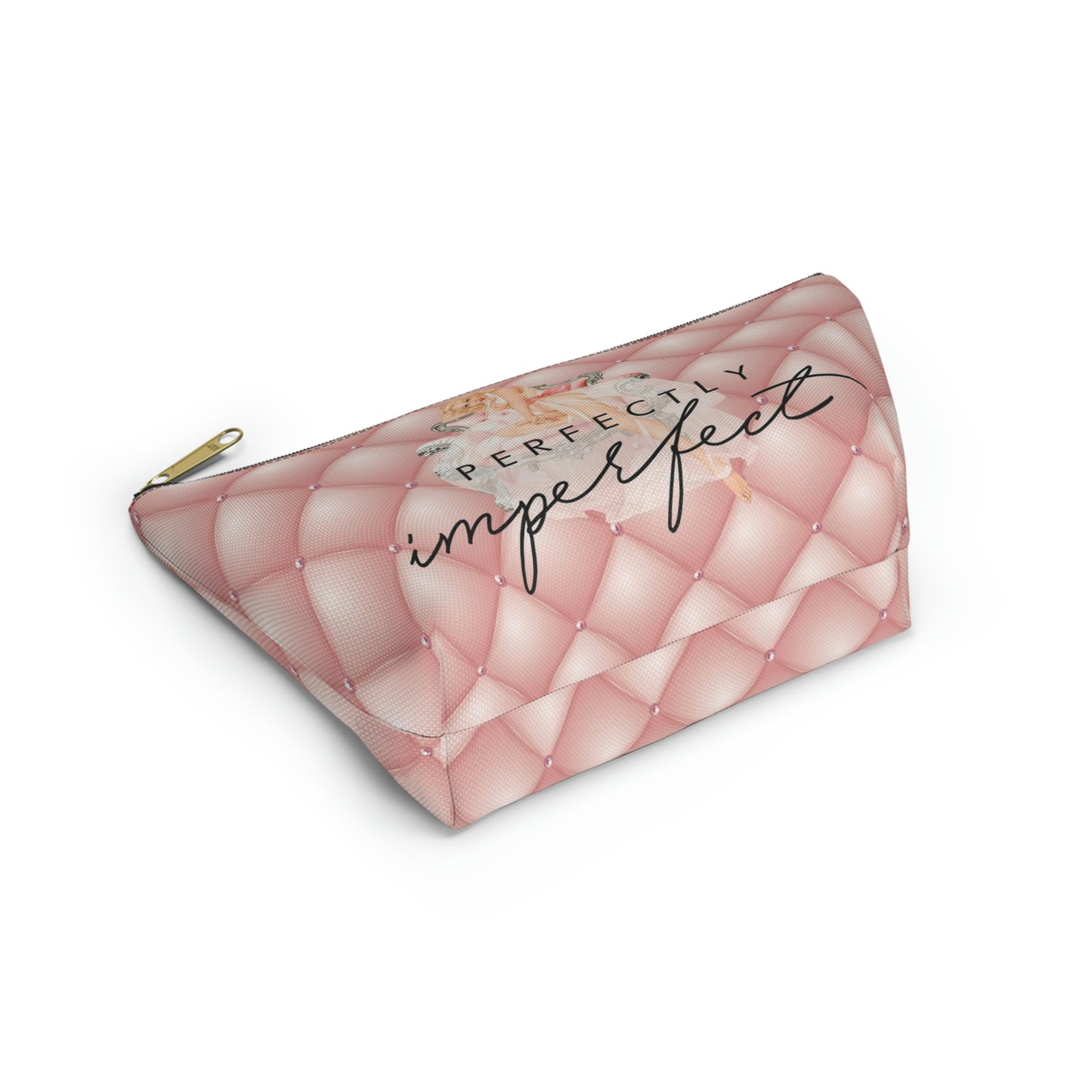 Pinup Girl Cosmetic Pouch w T-bottom, Accessory Pouch - Perfectly Imperfect Pink Peach