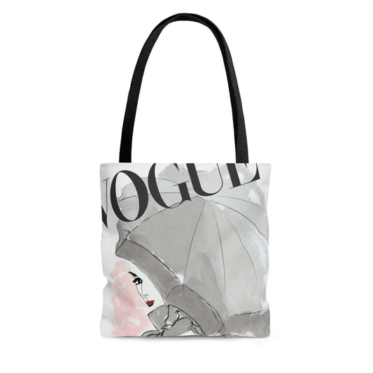 VOGUE Pink Umbrella Tote Bag - Personalized Fashion Canvas Tote Bag - Custom Designer Tote - 3 Sizes