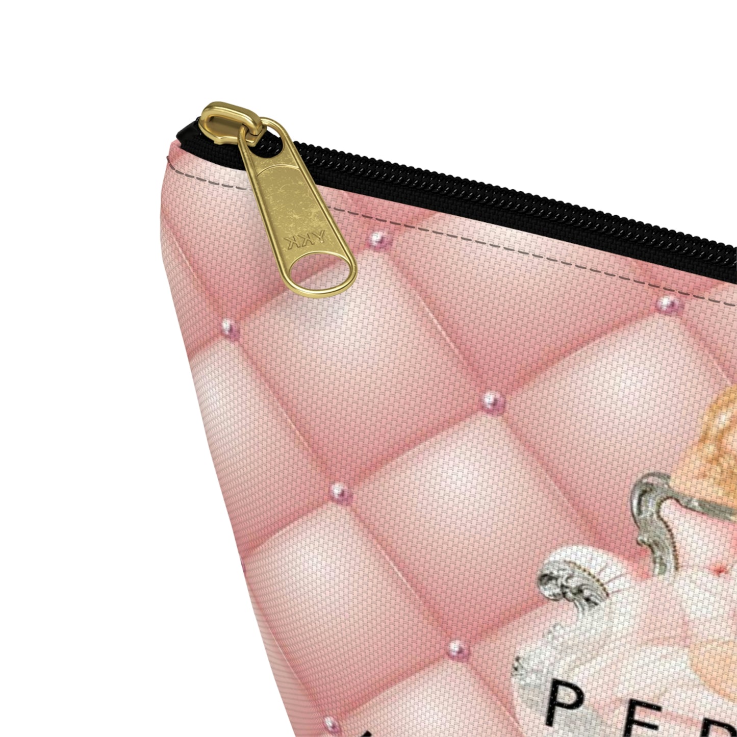 Pinup Girl Cosmetic Pouch w T-bottom, Accessory Pouch - Perfectly Imperfect Pink Peach