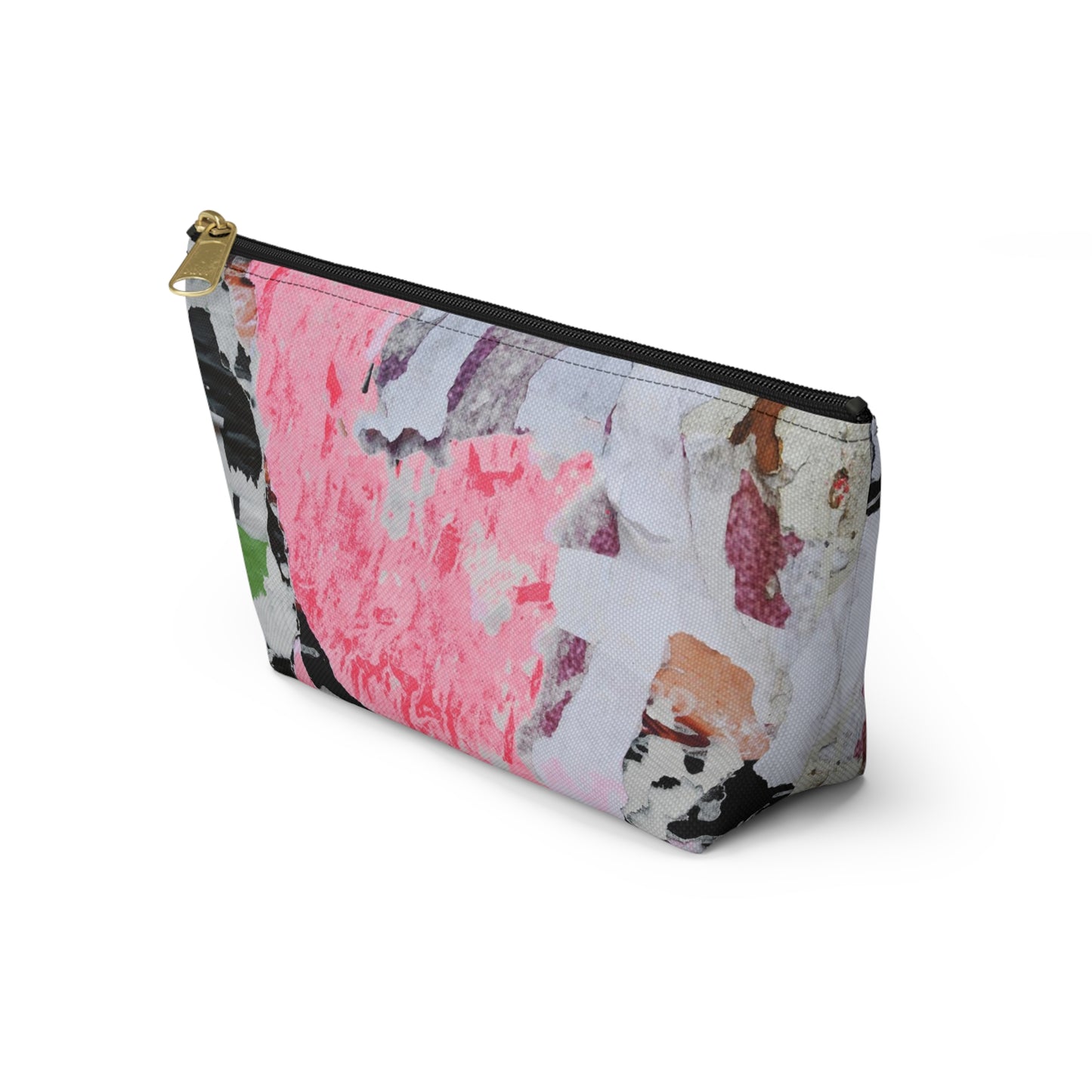 Urban Street Art Cosmetic Pouch w T-bottom, Accessory Pouch - Torn Poster Street Art Makeup Bag - Colormax Bag 6