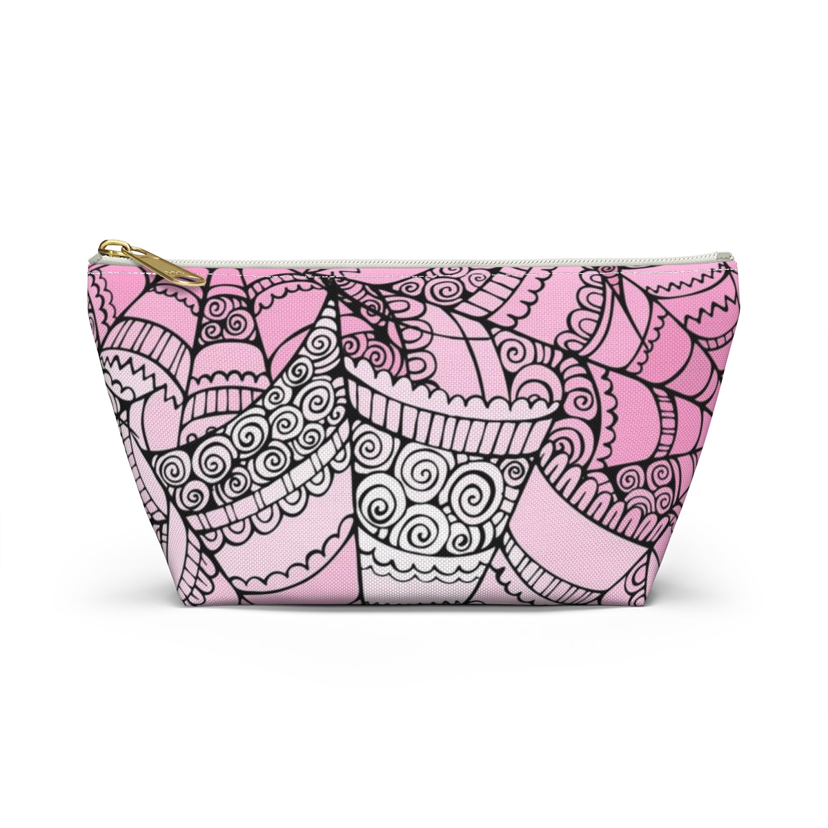 Curly Spiderweb Cosmetic Pouch w T-bottom, Accessory Pouch - Pink Bubblegum Goth Spider Web