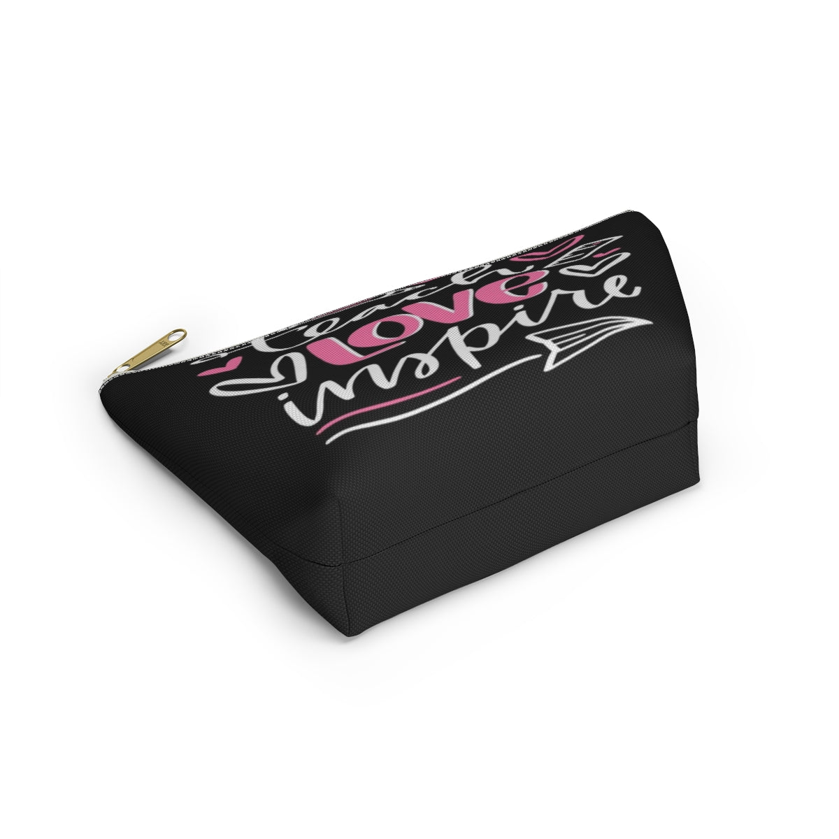 Teach Love Inspire Cosmetic Pouch w T-bottom, Accessory Pouch, Pink