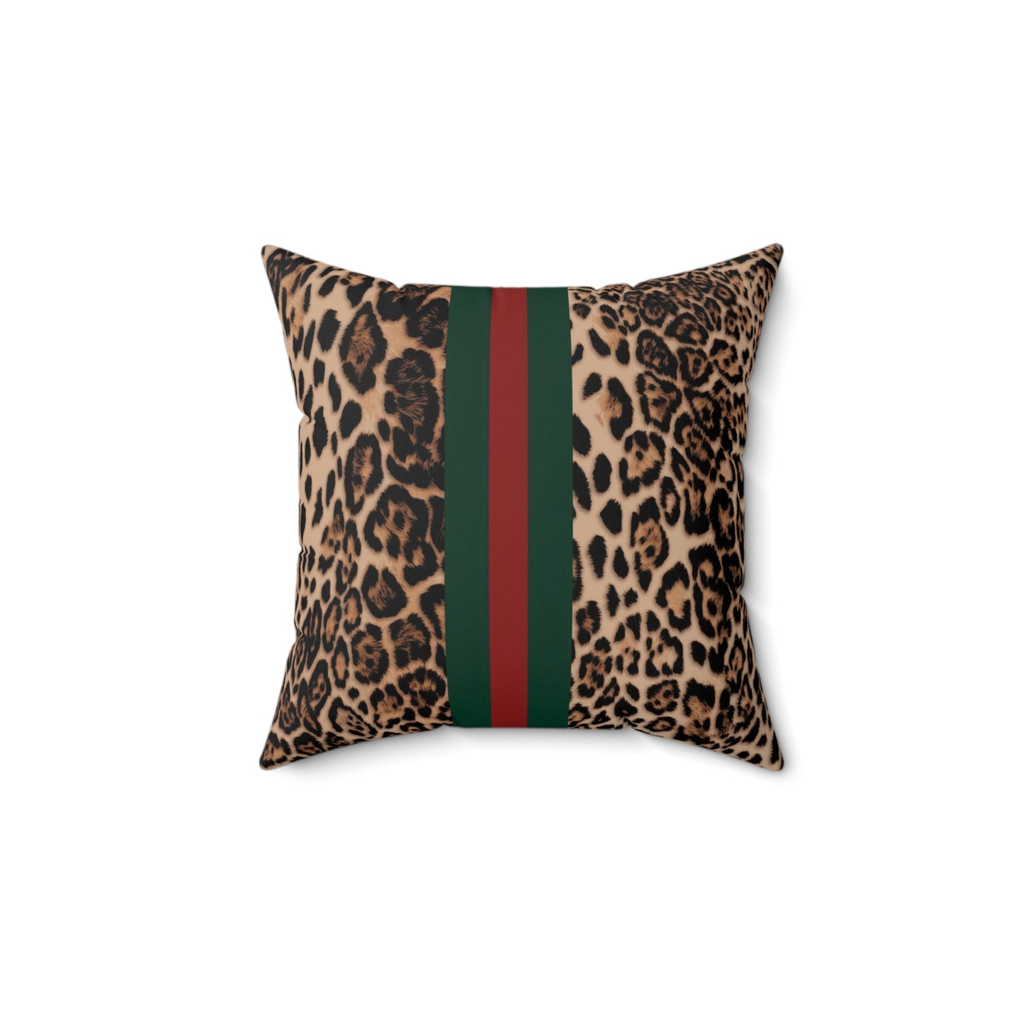 Leopard Stripe Pillow - Custom Designer Logo Throw Pillow - Leopard Red Green Striped Decorative Pillow