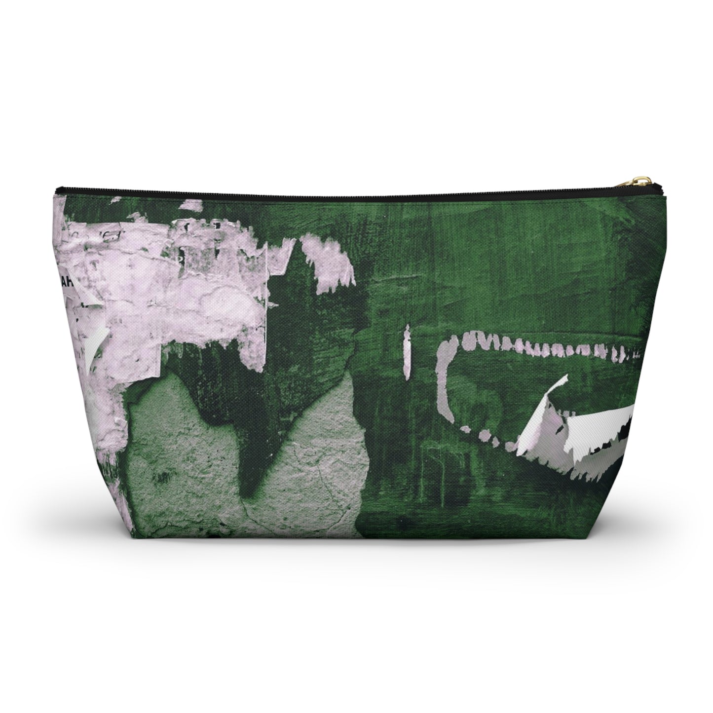 Urban Street Art Cosmetic Pouch w T-bottom, Accessory Pouch - Torn Poster Street Art Makeup Bag - Emerald Bag 9