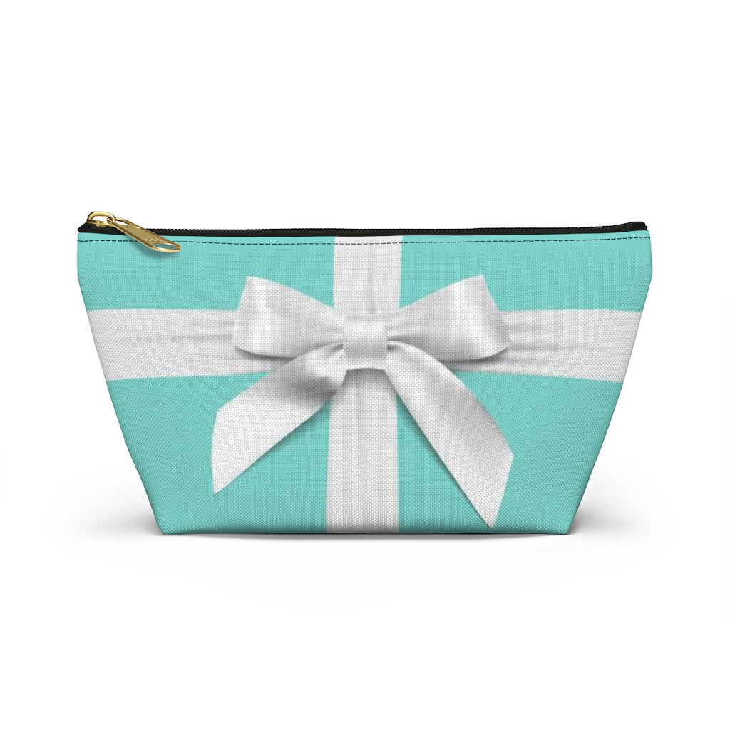 Little Blue Box Cosmetic Pouch w T-bottom, Accessory Pouch