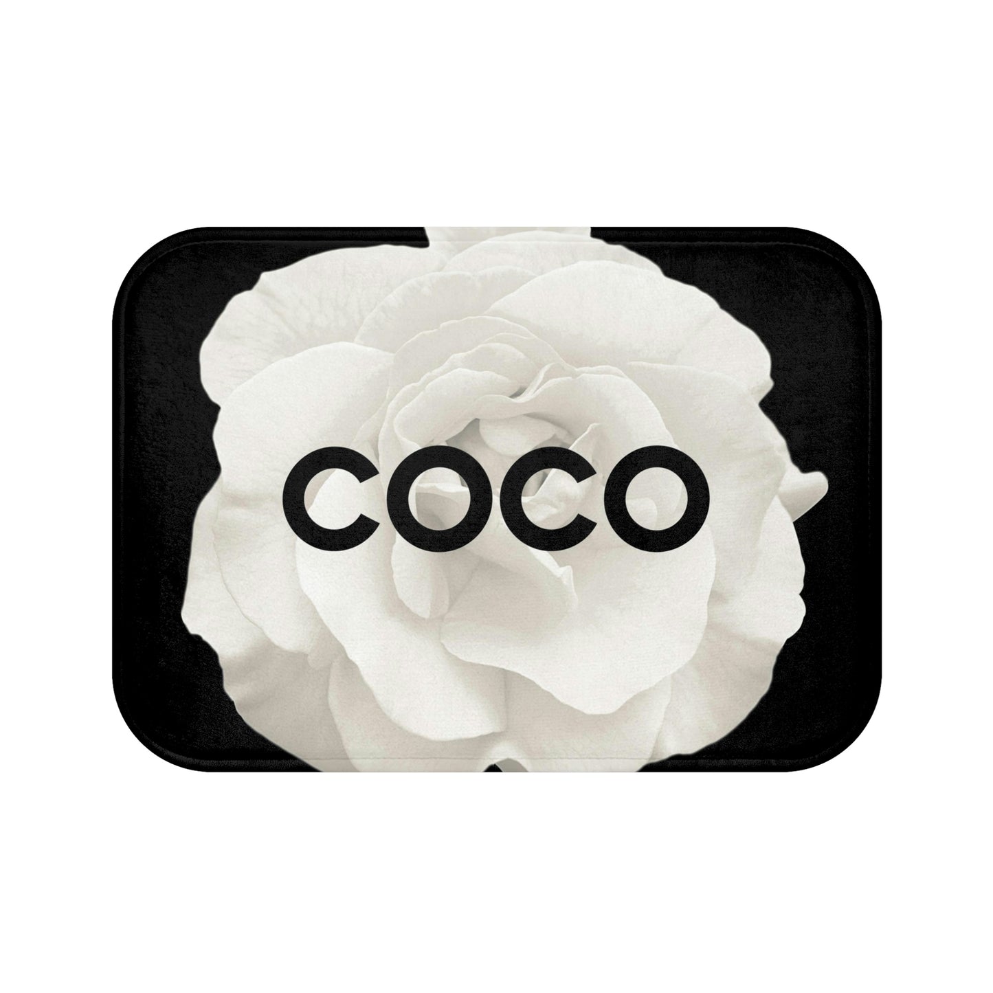 Personalized COCO Rose Bath Mat - Fashion Floor Mat - Designer COCO Cream Rose Bathroom Shower Mat