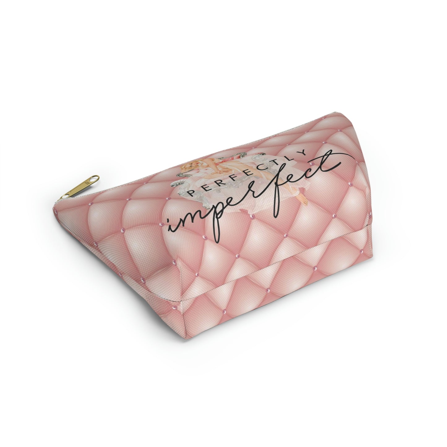 Pinup Girl Cosmetic Pouch w T-bottom, Accessory Pouch - Perfectly Imperfect Pink Peach