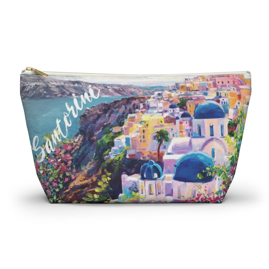 Santorini Pouch w T-bottom, Accessory Pouch - Santorini Greece