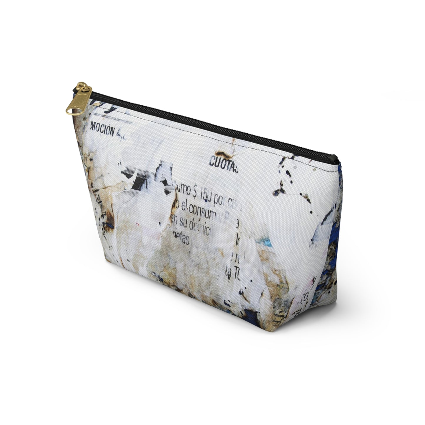 Urban Street Art Cosmetic Pouch w T-bottom, Accessory Pouch - Torn Poster Street Art Makeup Bag - Azule Bag 13