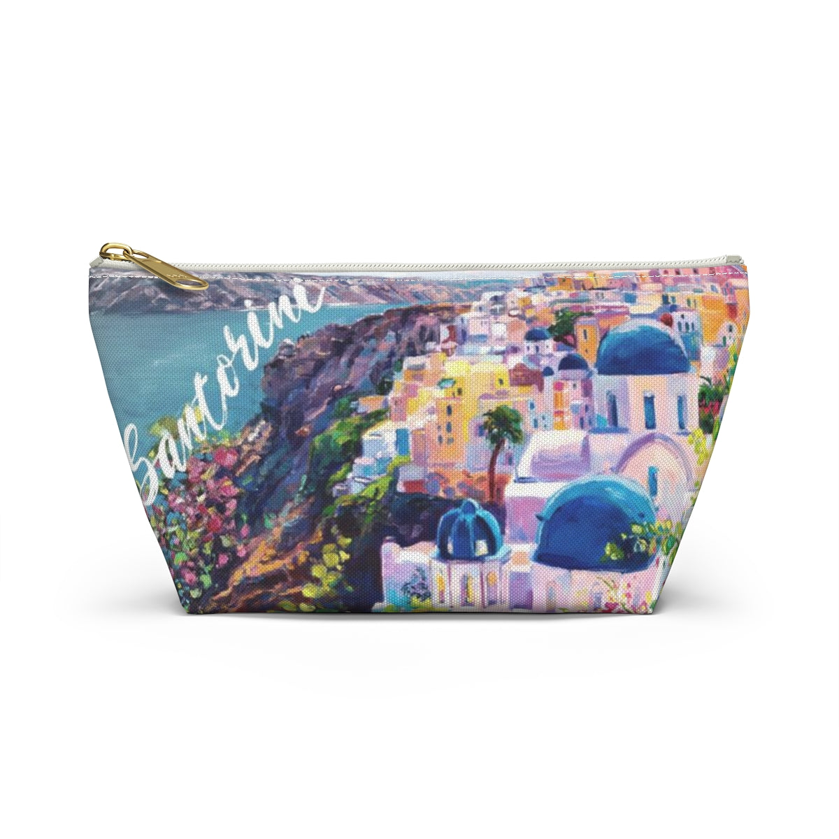 Santorini Pouch w T-bottom, Accessory Pouch - Santorini Greece