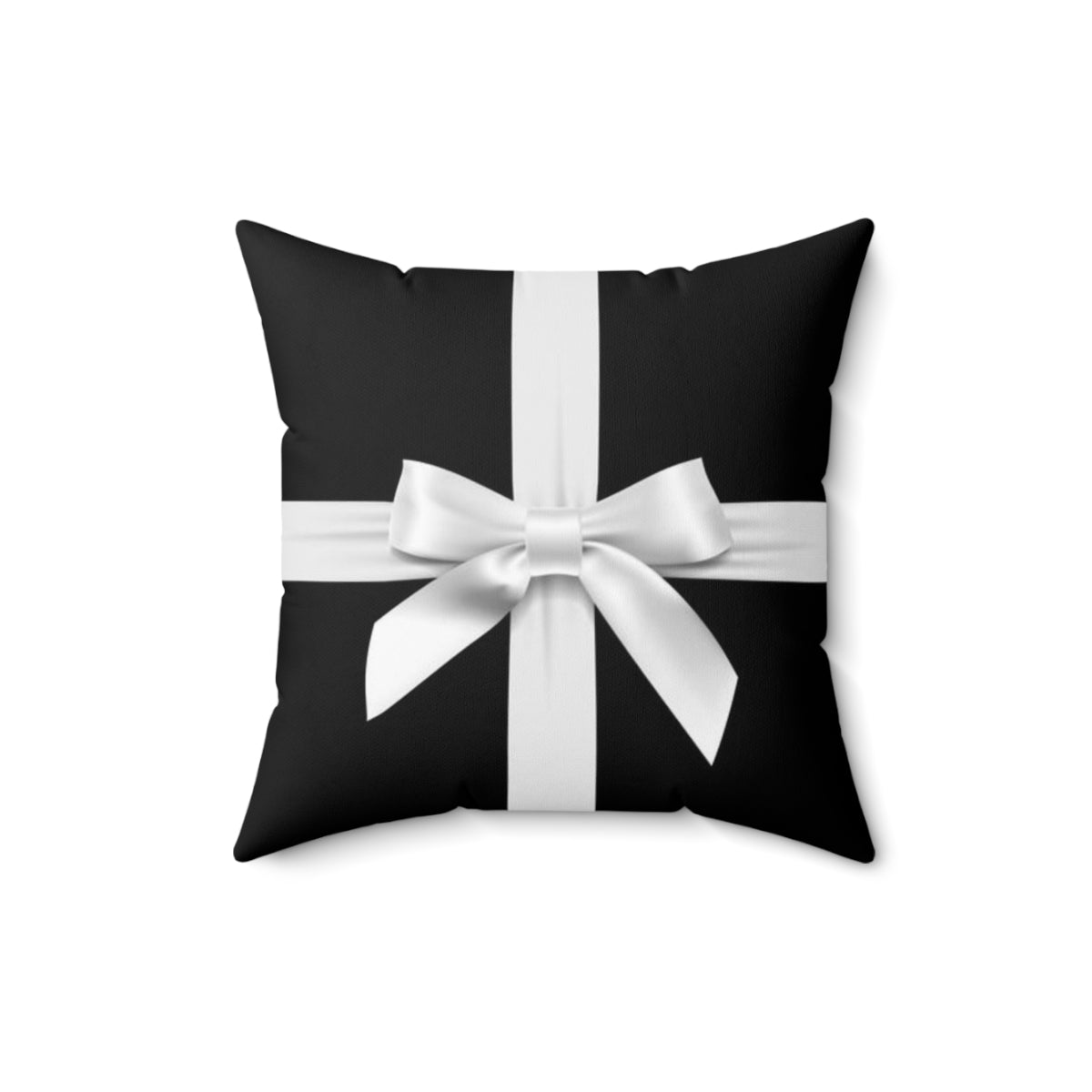 Personalized Little Black Box Pillow - Black with White Bow