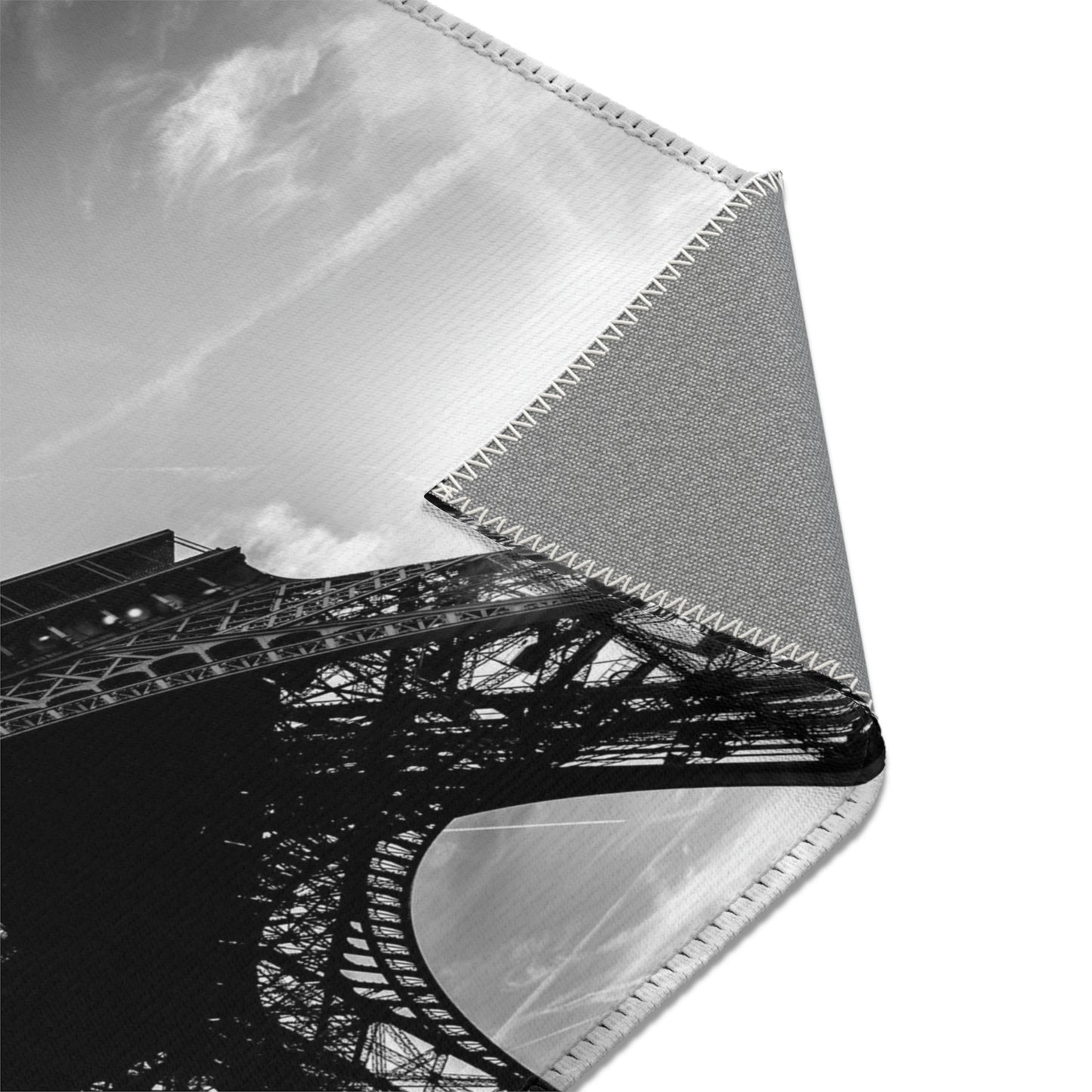 Eiffel Tower Area Rug - Black and White Paris Floor Mat - Custom Designer Area Rug