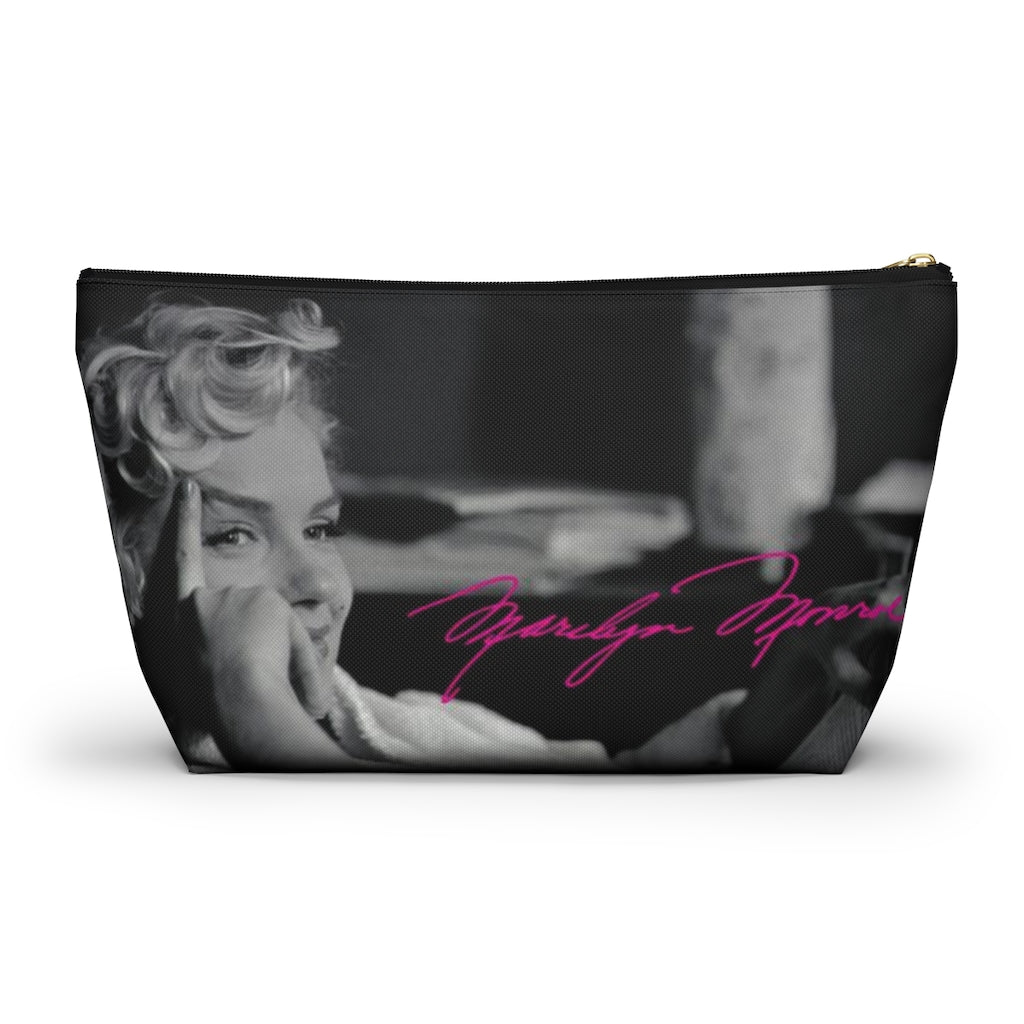 Marilyn Monroe Cosmetic Pouch w T-bottom, Accessory Pouch, Hot Pink Signature