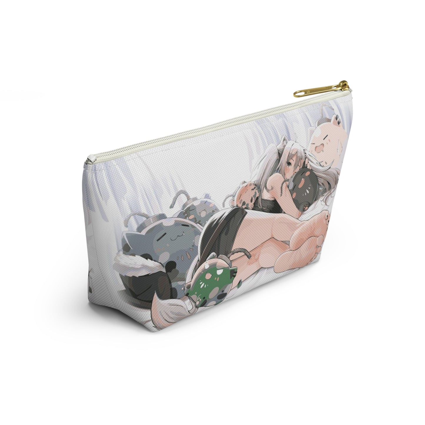 Anime Girl Cosmetic Pouch w T-bottom, Accessory Pouch, Anime Makeup Bag