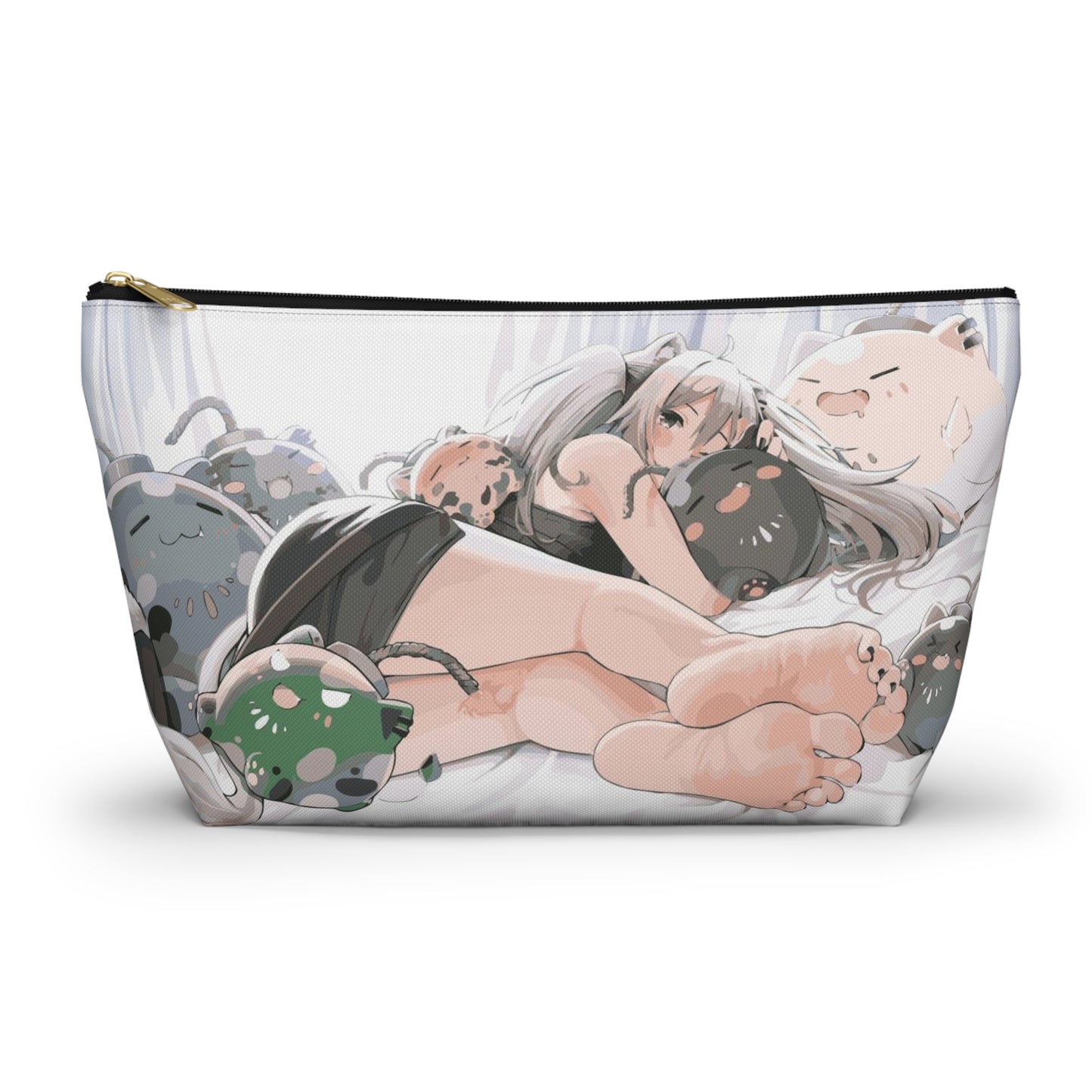 Anime Girl Cosmetic Pouch w T-bottom, Accessory Pouch, Anime Makeup Bag