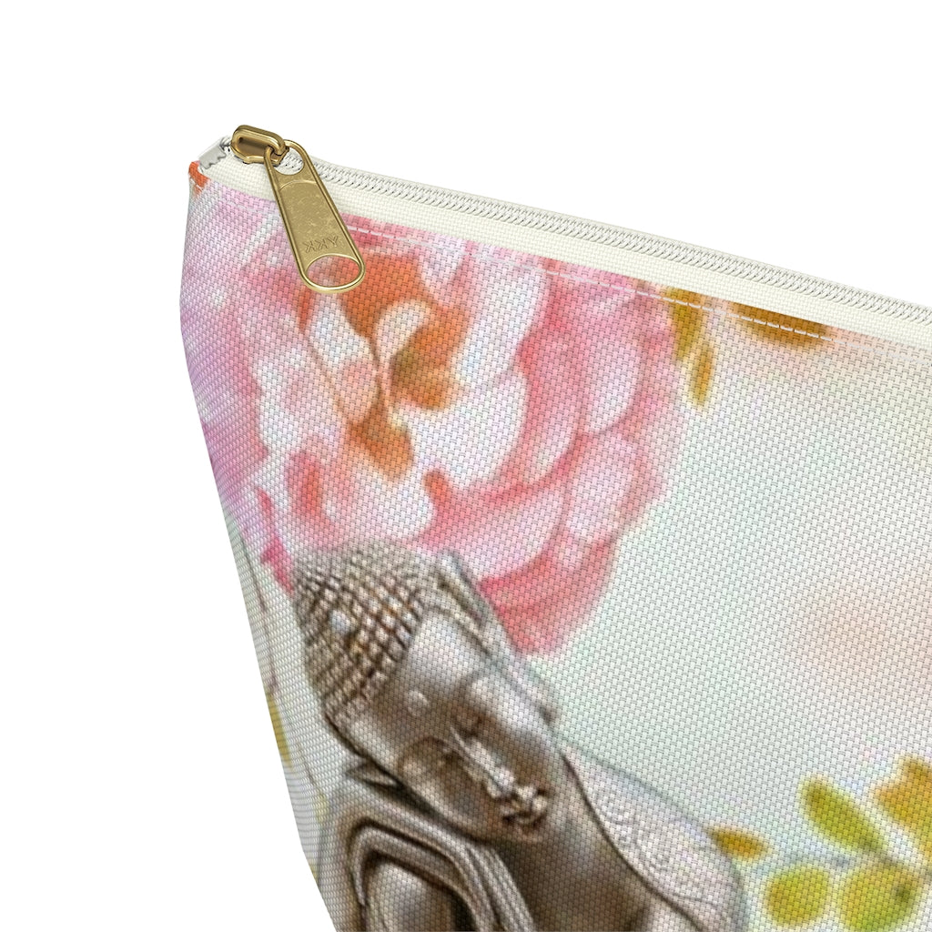 Buddha Cosmetic Pouch w T-bottom, Accessory Pouch, Rose