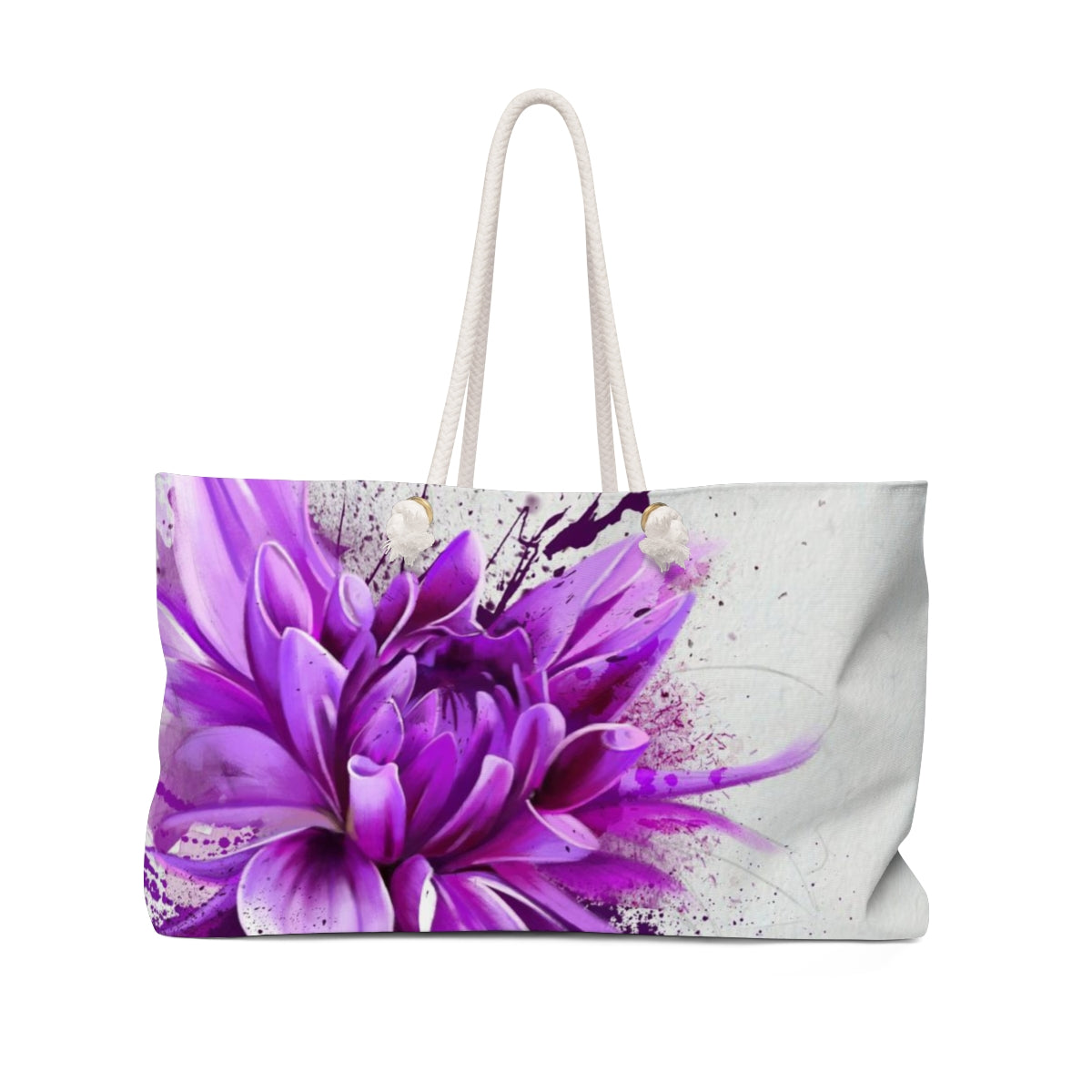 Personalized Watercolor Flower Weekender Bag - Purple Mum