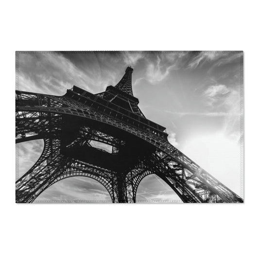 Eiffel Tower Area Rug - Black and White Paris Floor Mat - Custom Designer Area Rug