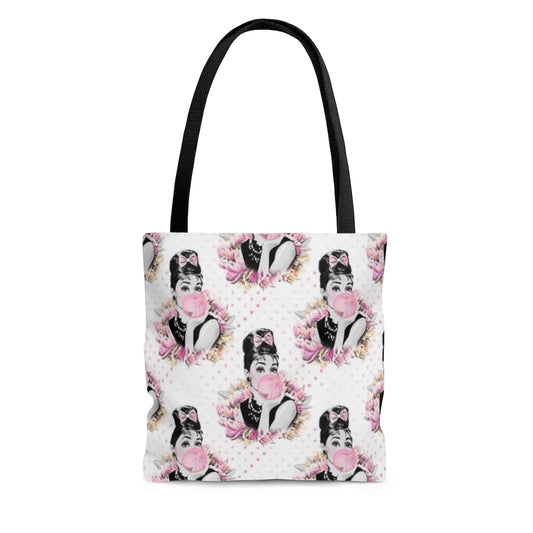 Audrey Hepburn Pink Bubblegum Polka Dot Tote Bag