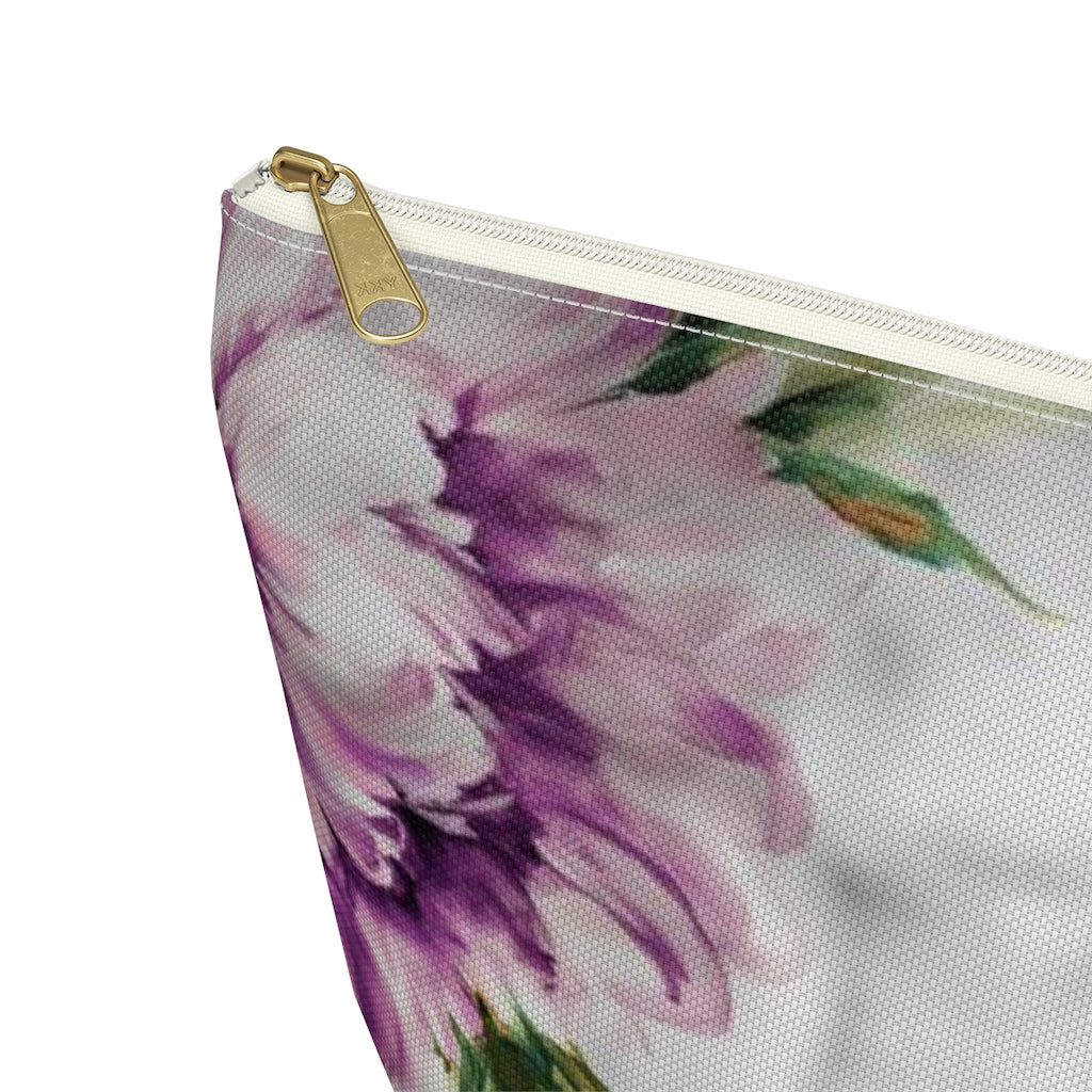 Audrey Flower Cosmetic Pouch w T-bottom, Accessory Pouch, Purple