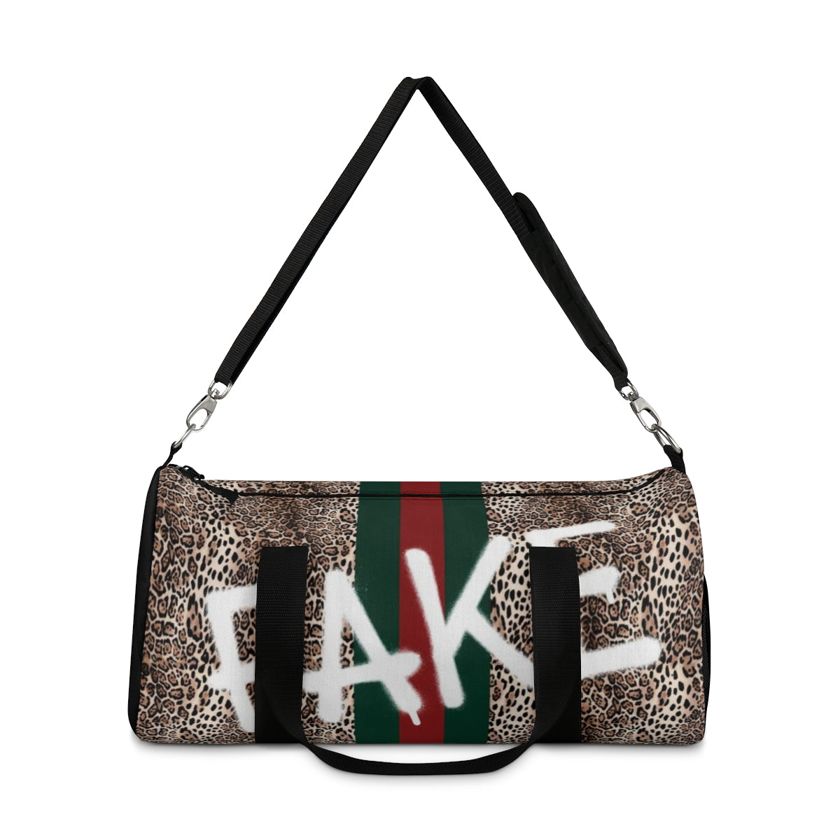 FAKE Fashion Inspired Duffel Bag - Leopard Red and Green Stripe