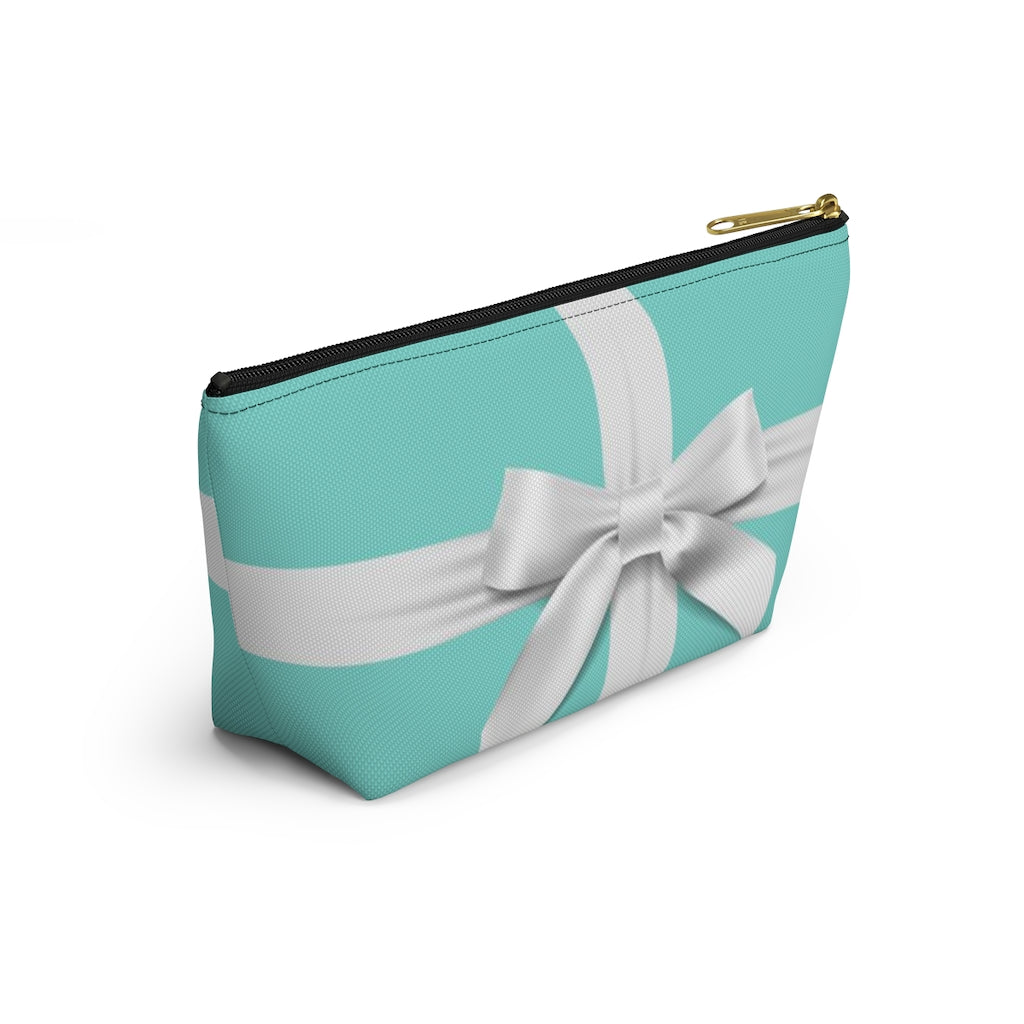 Little Blue Box Cosmetic Pouch w T-bottom, Accessory Pouch