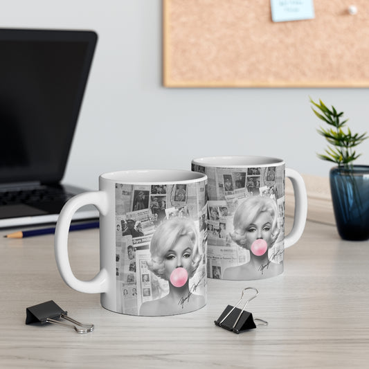 Marilyn Monroe Mug Mug 11oz - Marilyn Bubblegum Pink International News Bag