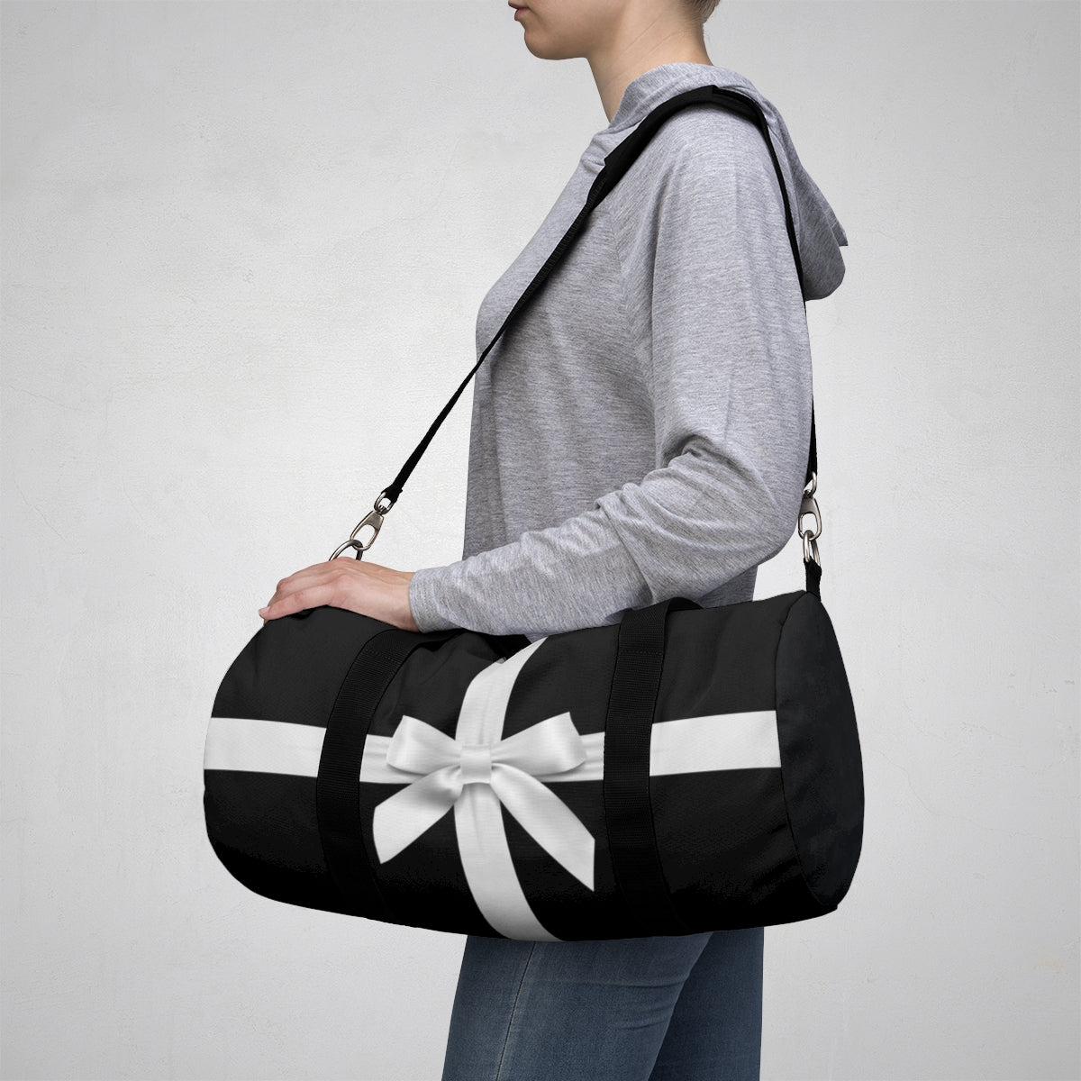 Personalized Little Black Box Duffel Bag - White Bow