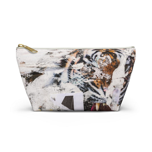 Urban Street Art Cosmetic Pouch w T-bottom, Accessory Pouch - Torn Poster Street Art Makeup Bag - Tiger Bag 4