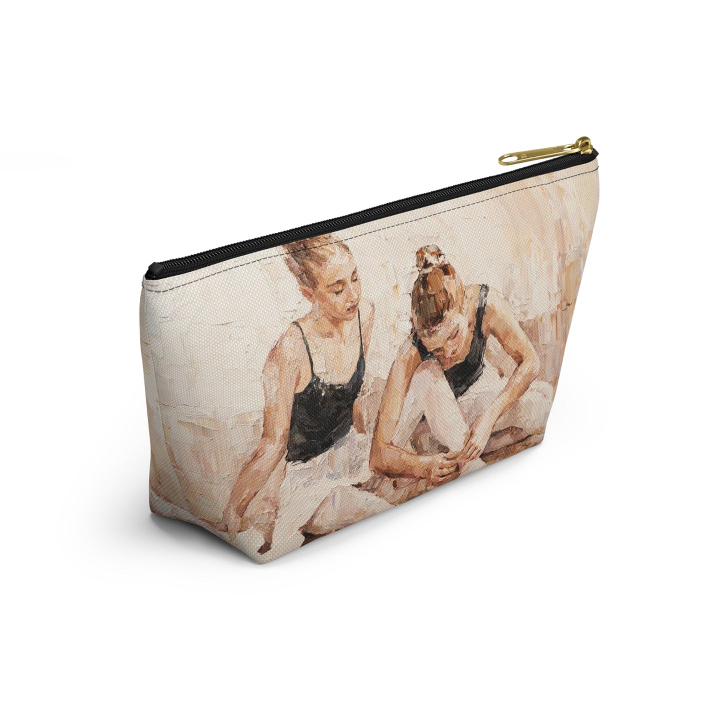 Ballet Cosmetic Pouch w T-bottom, Accessory Pouch - Ballerina Sisters Oil Painting