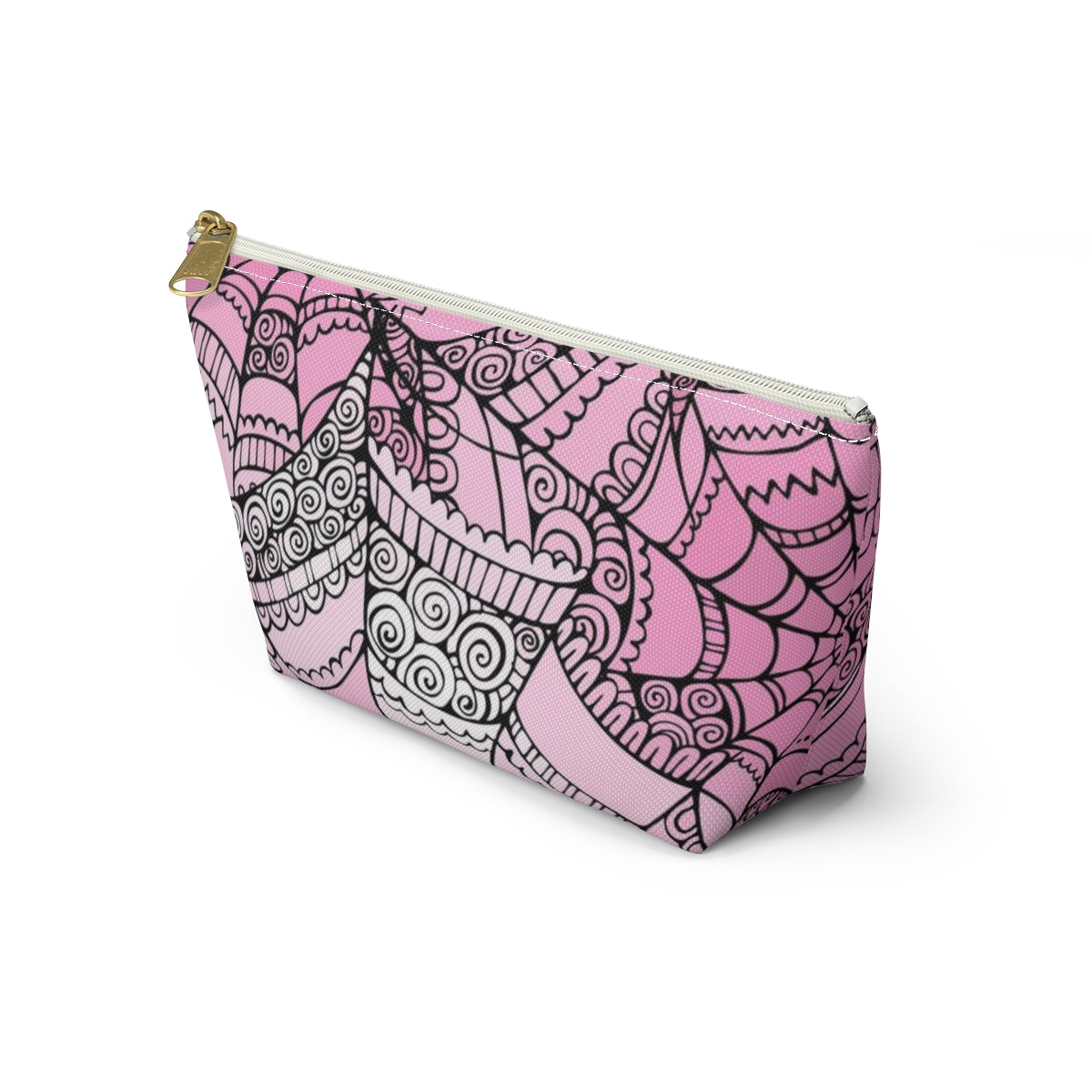 Curly Spiderweb Cosmetic Pouch w T-bottom, Accessory Pouch - Pink Bubblegum Goth Spider Web