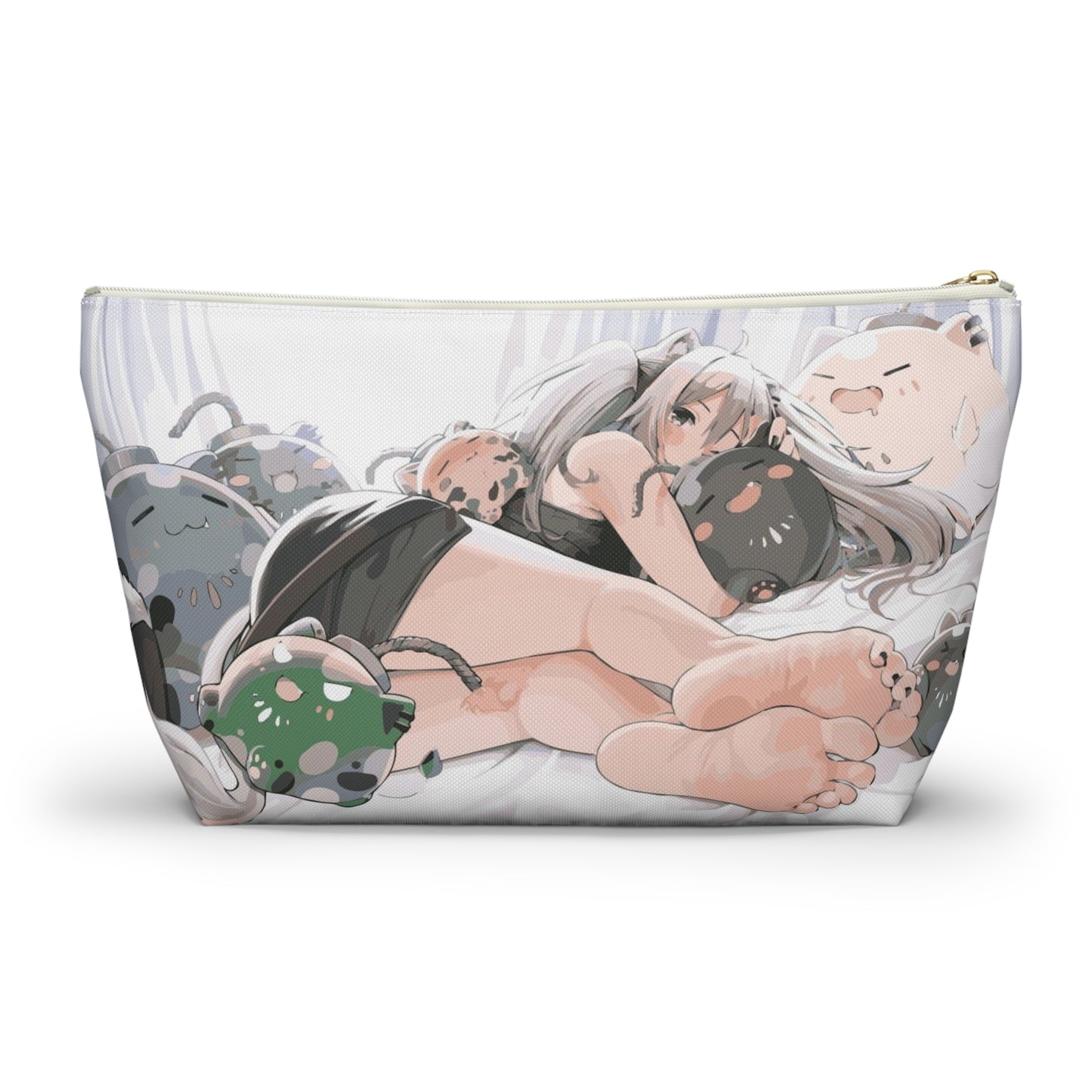 Anime Girl Cosmetic Pouch w T-bottom, Accessory Pouch, Anime Makeup Bag