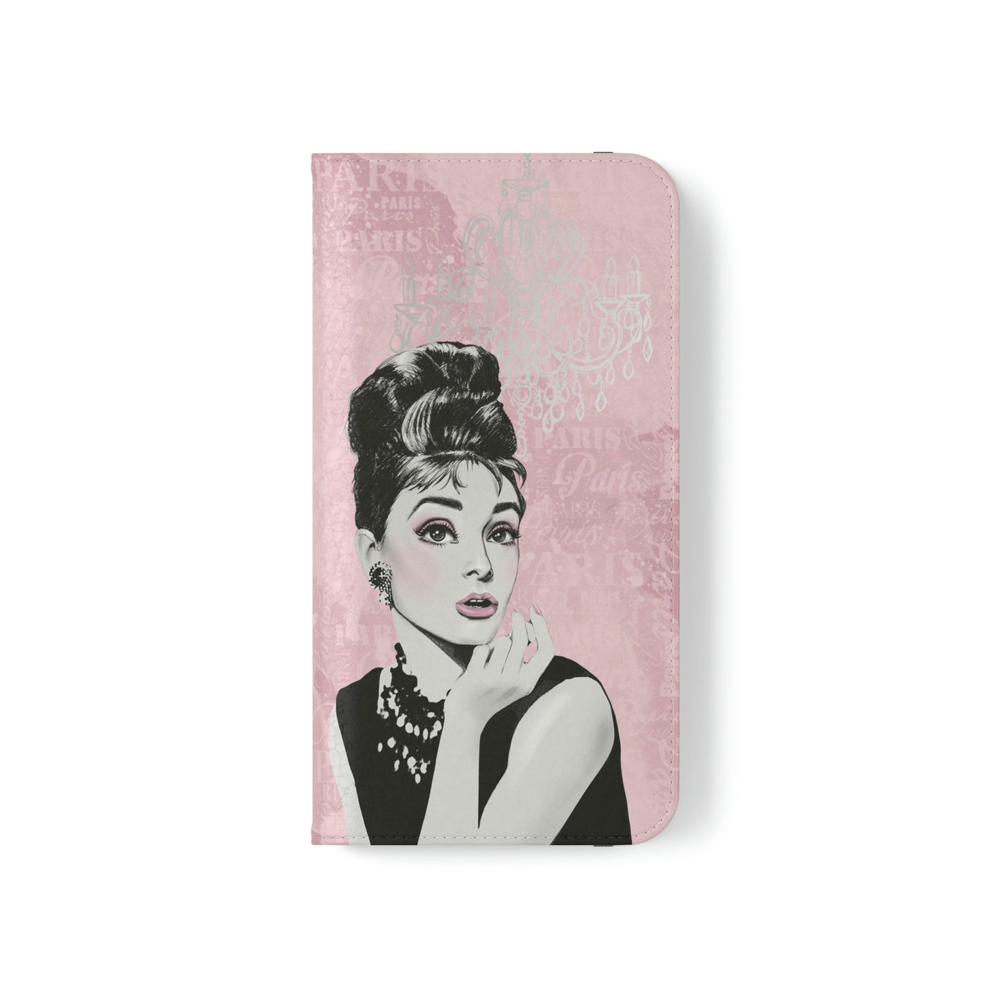 Audrey Hepburn Phone Case, Pink Paris Folio Phone Case, Paris is Always a Good Idea Smart Phone Folding Case