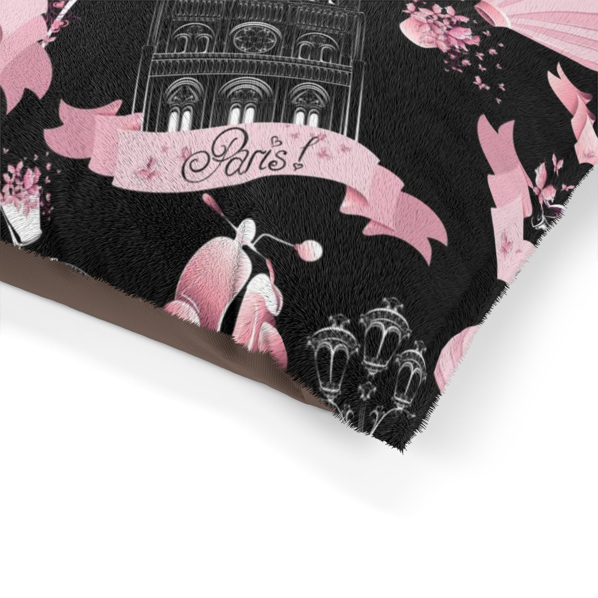 Custom Personalized Pink Paris Pet Bed / Dog Bed - Eiffel Tower