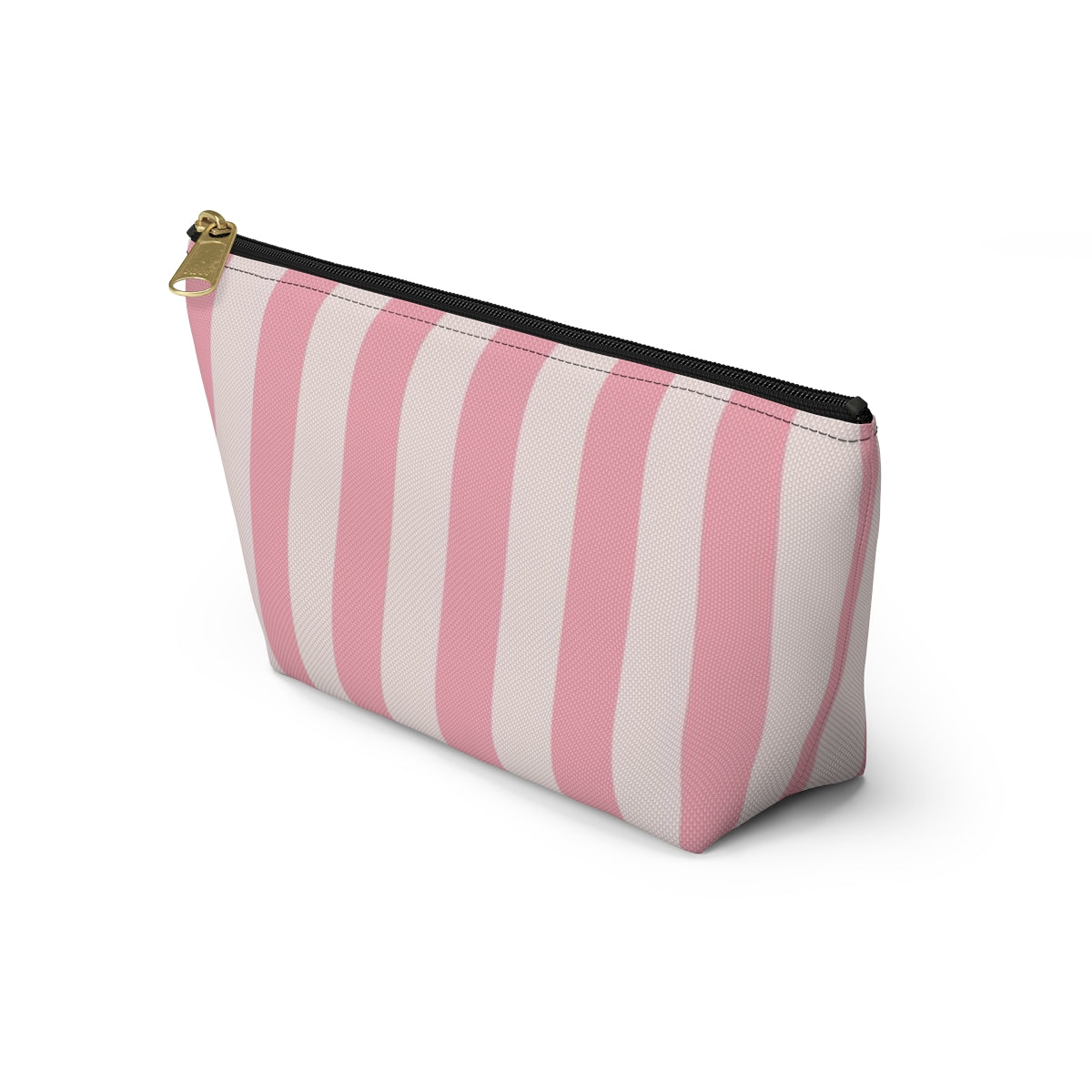 Personalized Secret Cosmetic Pouch w T-bottom, Accessory Pouch - Pink Stripe