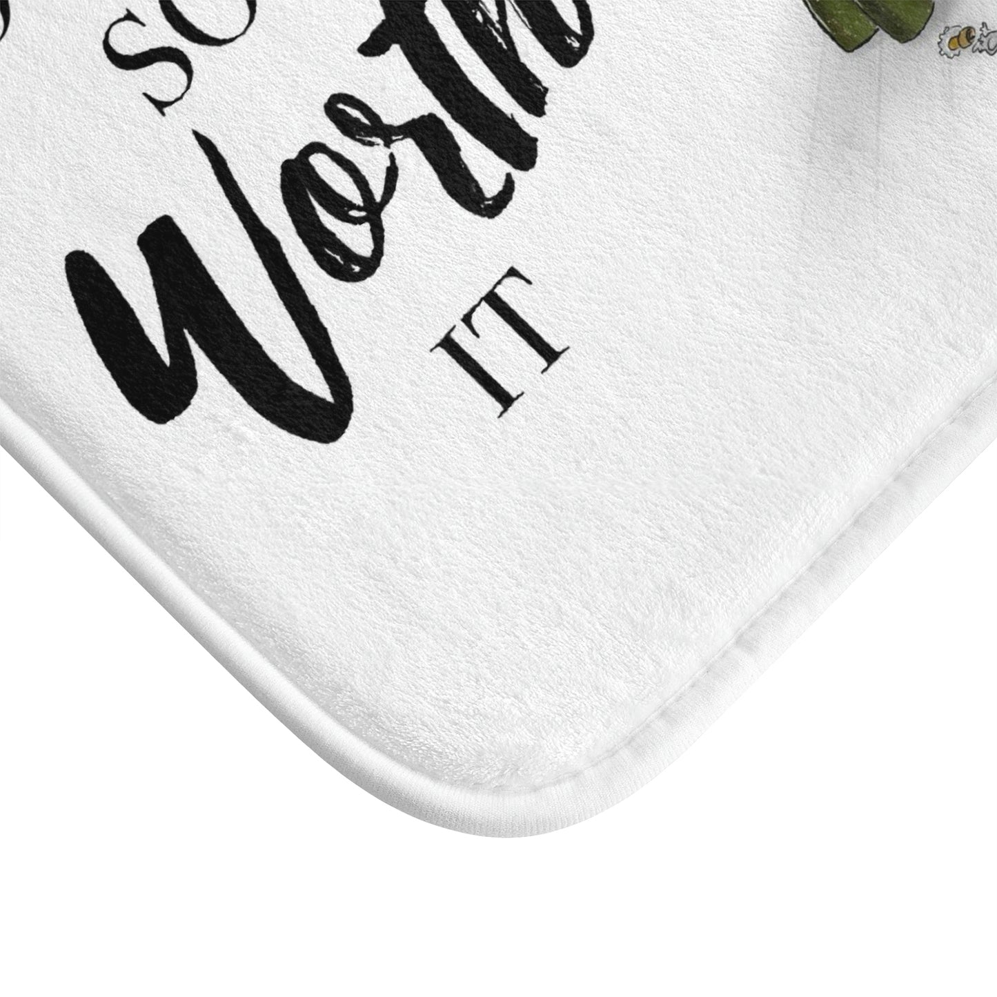 YOU Are So Worth IT Bath Mat - Fashion Girl Floor Mat - Designer Champaign Bubblebath Bathroom Shower Mat