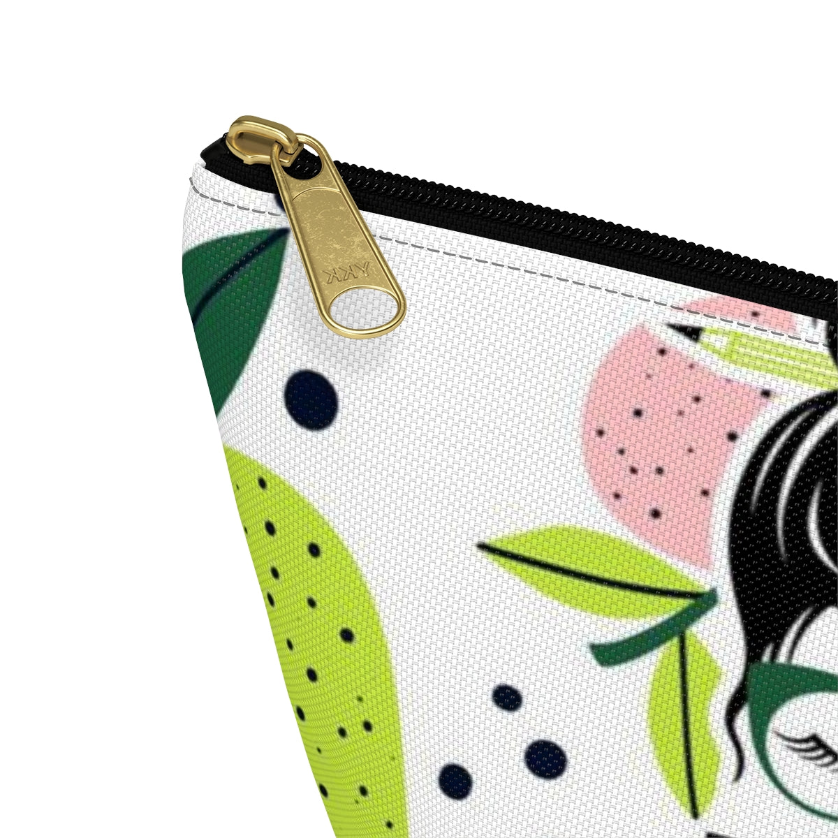 Teacher Life Cosmetic Pouch w T-bottom, Accessory Pouch, Pink and Green Apple Dot