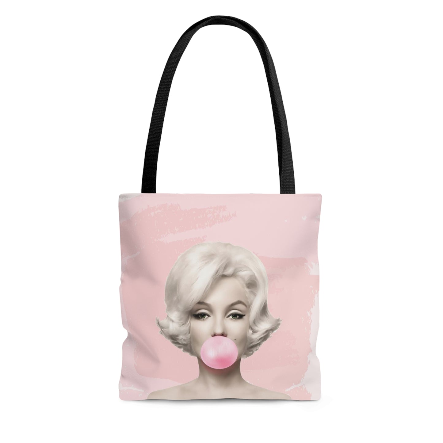 Personalized Marilyn Monroe Canvas Tote Bag, Basic Square Tote - Blond Bombshell, Pink Marilyn Monroe Bubblegum Tote