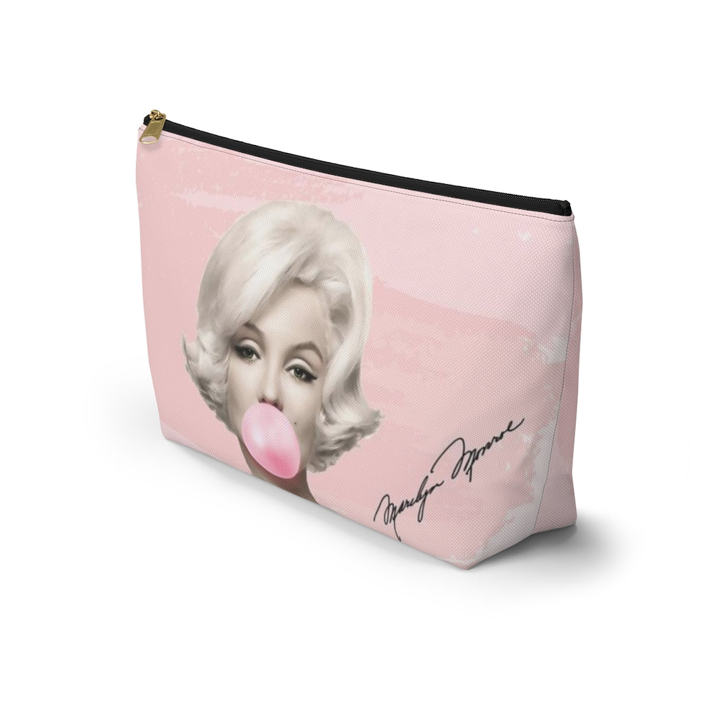 Marilyn Monroe Cosmetic Pouch w T-bottom, Accessory Pouch, Pink Signature