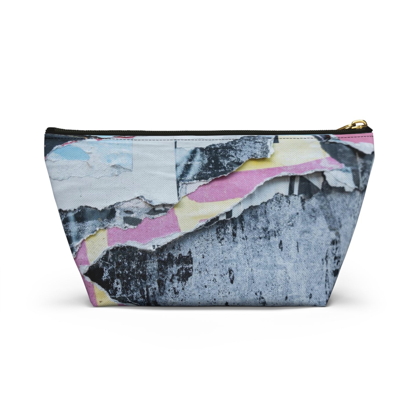 Urban Street Art Cosmetic Pouch w T-bottom, Accessory Pouch - Torn Poster Street Art Makeup Bag - Punk Rock Bag 12