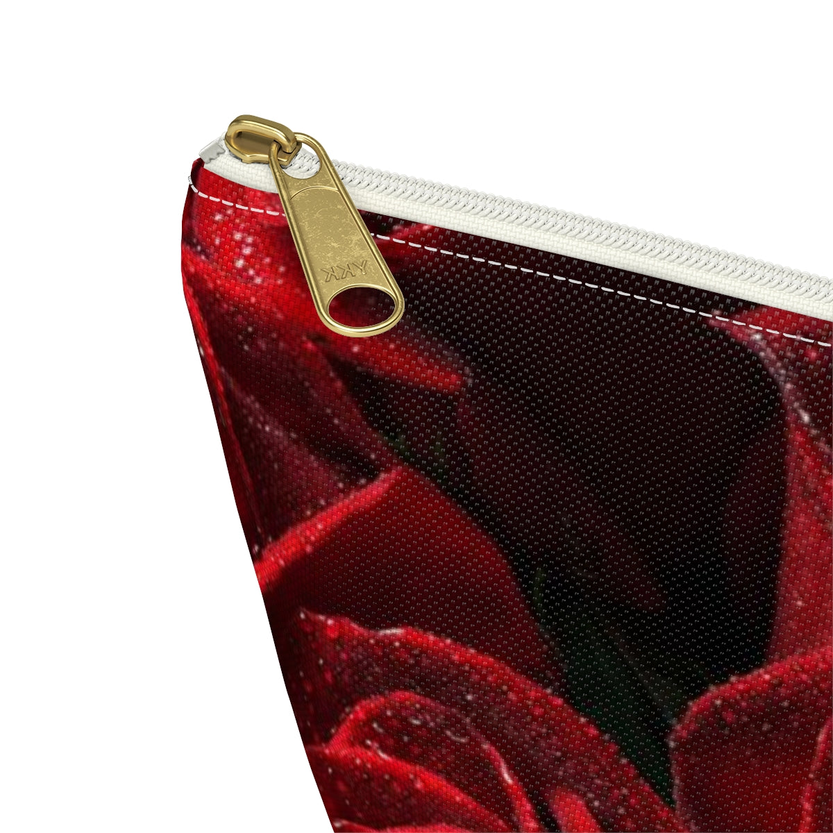 Personalized Rose Cosmetic Pouch w T-bottom, Accessory Pouch - Red Rose and Leopard