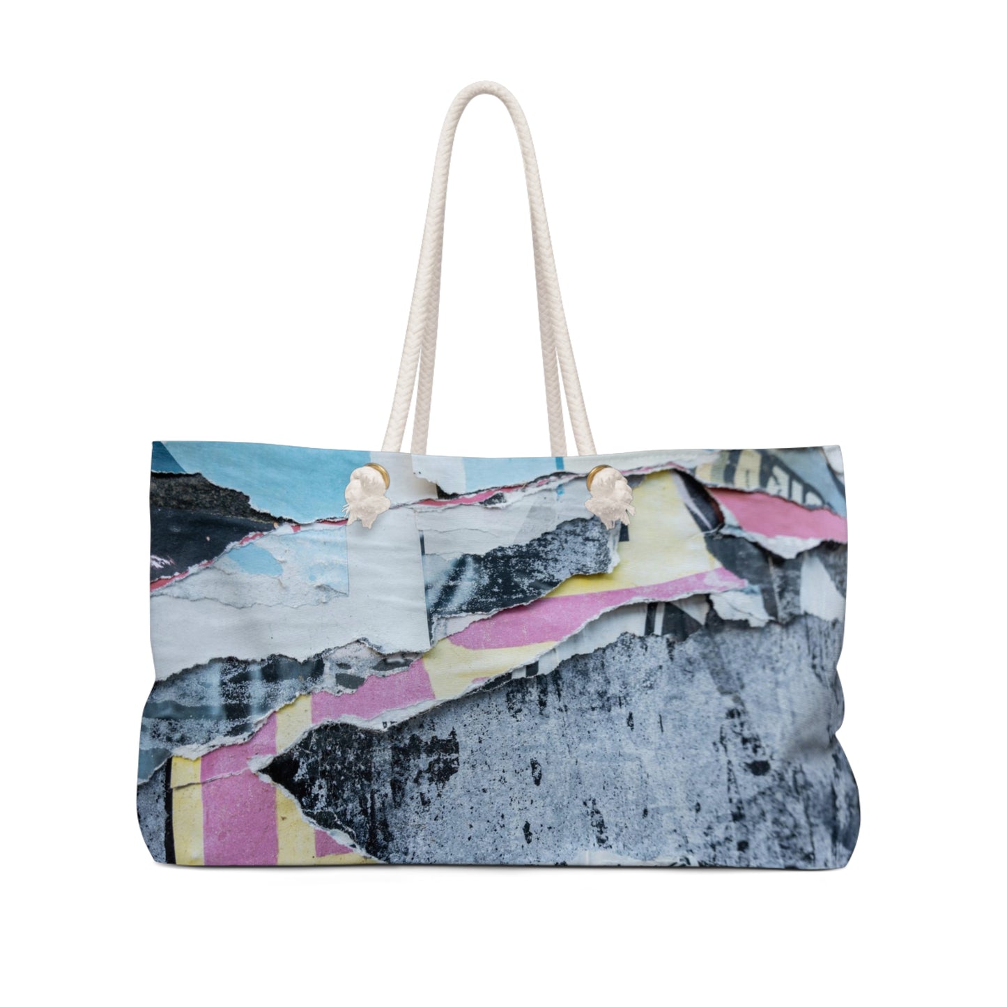 Urban Street Art Bag, Weekender Bag, Rope Tote - Torn Poster Street Art Tote - Punk Rock Bag 12