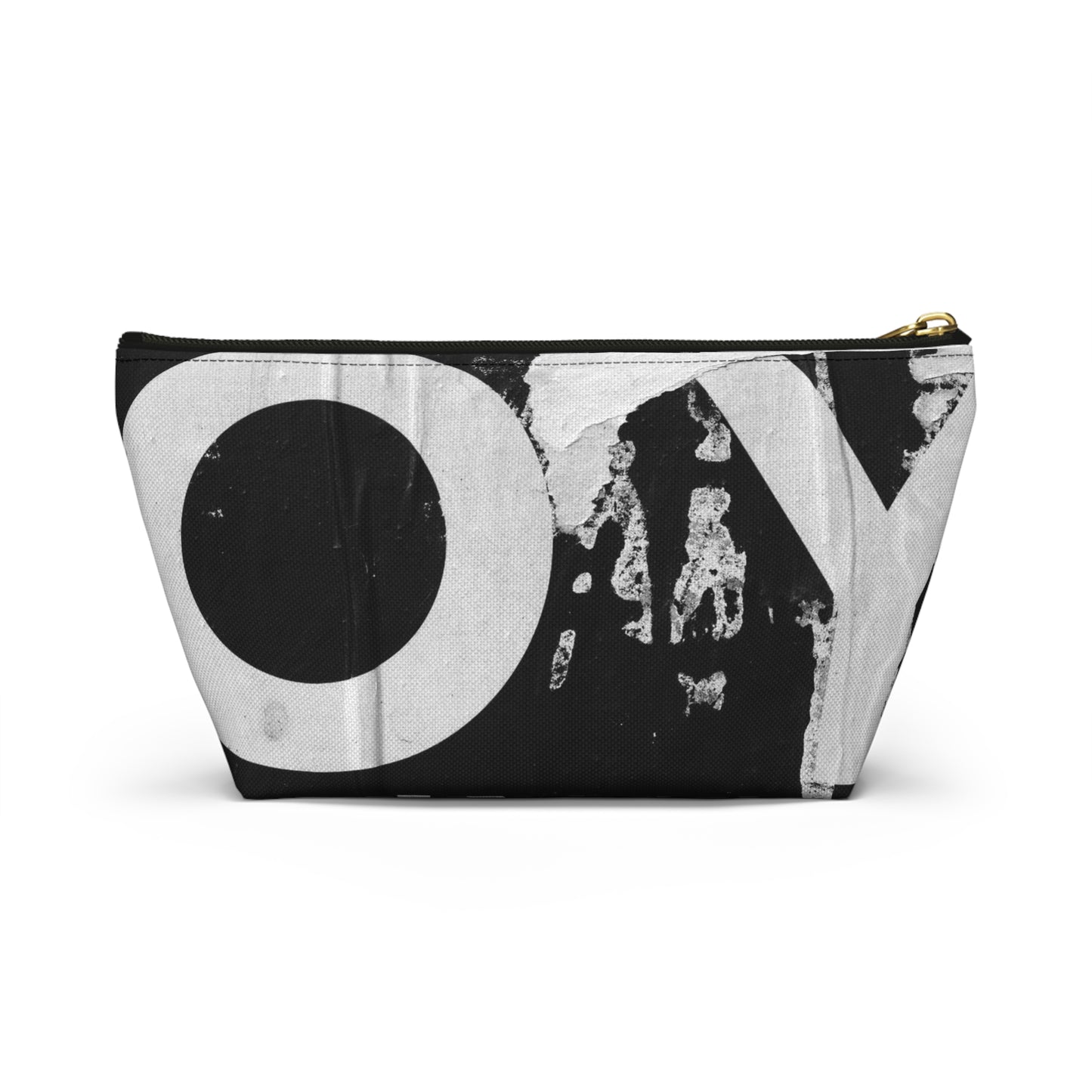 Urban Street Art Cosmetic Pouch w T-bottom, Accessory Pouch - Torn Poster Street Art Makeup Bag - Black and White YO Bag 15